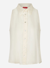 Camicia Smanicata in seta bianca