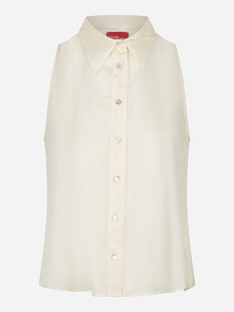 Camicia Smanicata in seta bianca