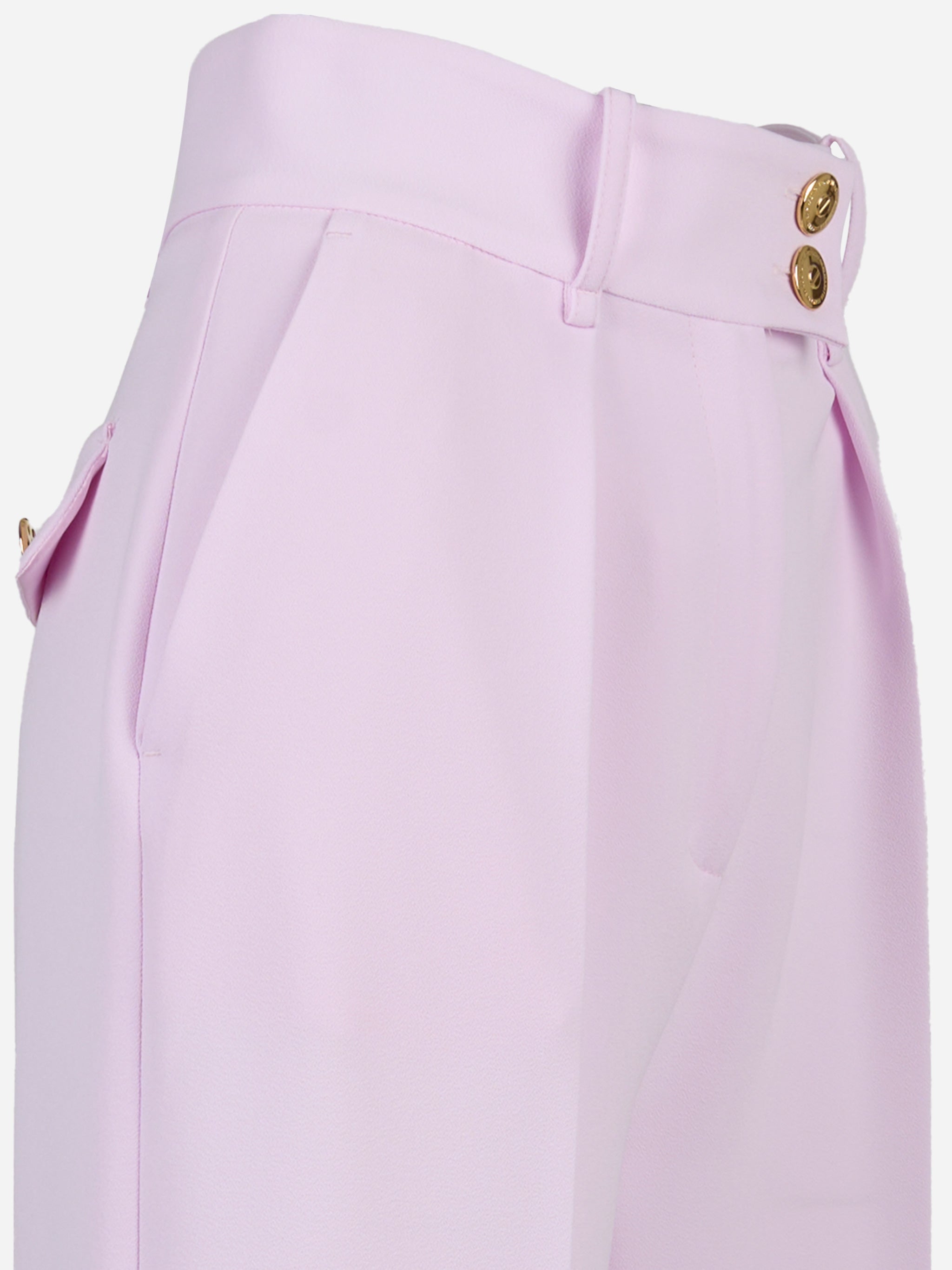 Pantaloni in crepe con bottoni dorati Rosa