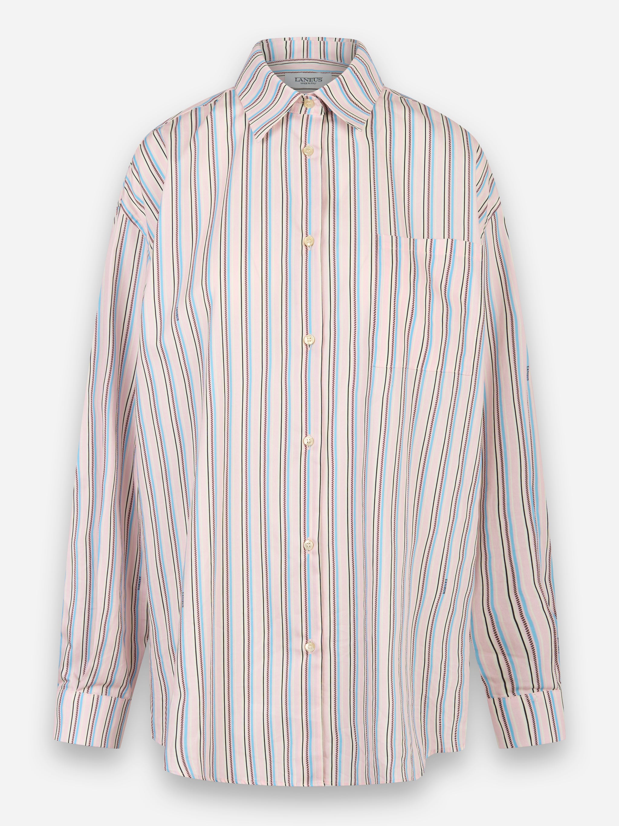 Camicia oversize in cotone con motivo a righe Rosa