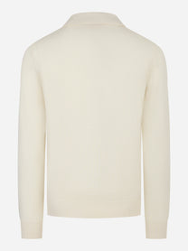 Polo Covent manica lunga in lana merinos e cashmere Bianca