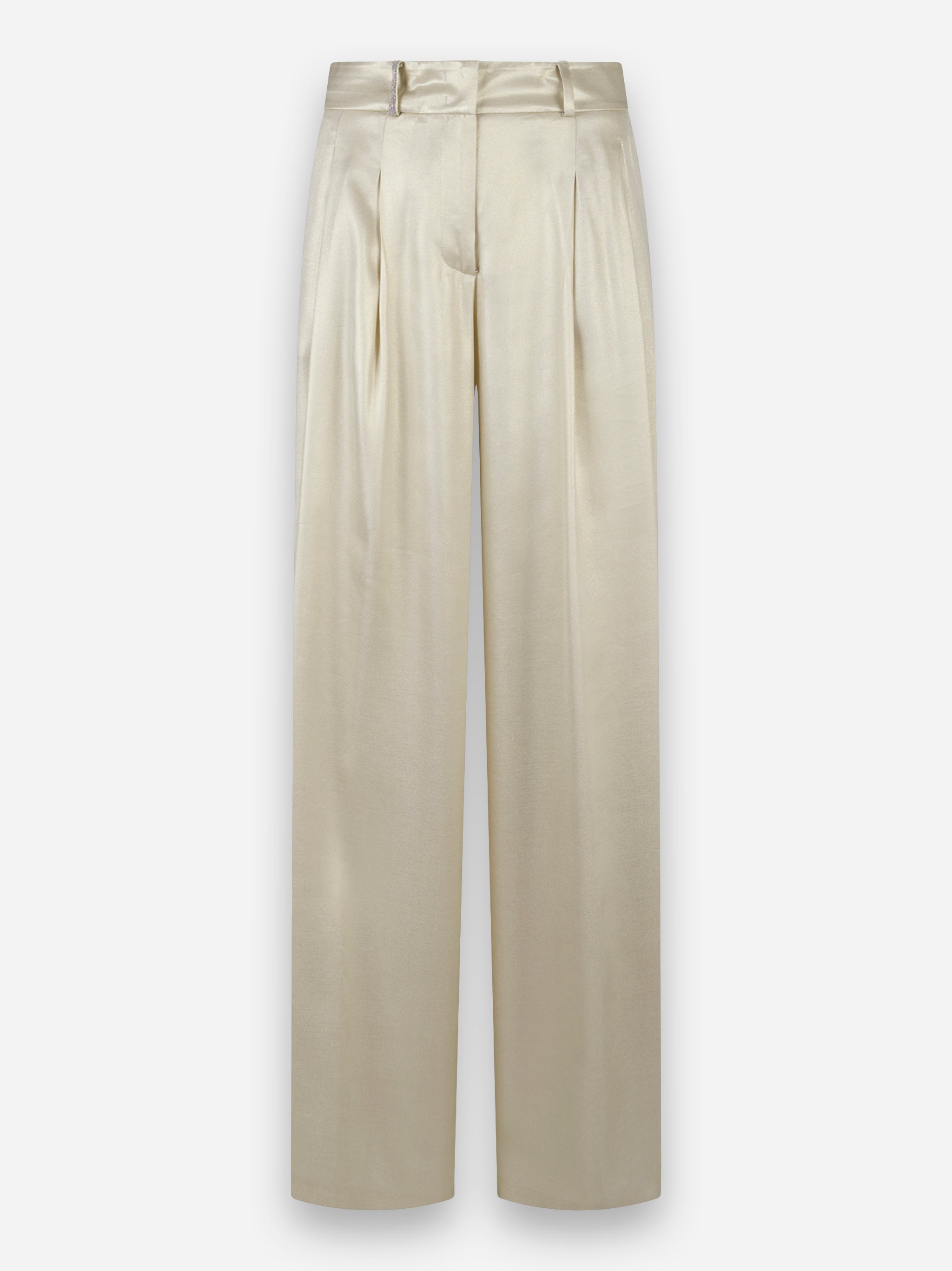 Pantalone palazzo con pinces laminato Bianco