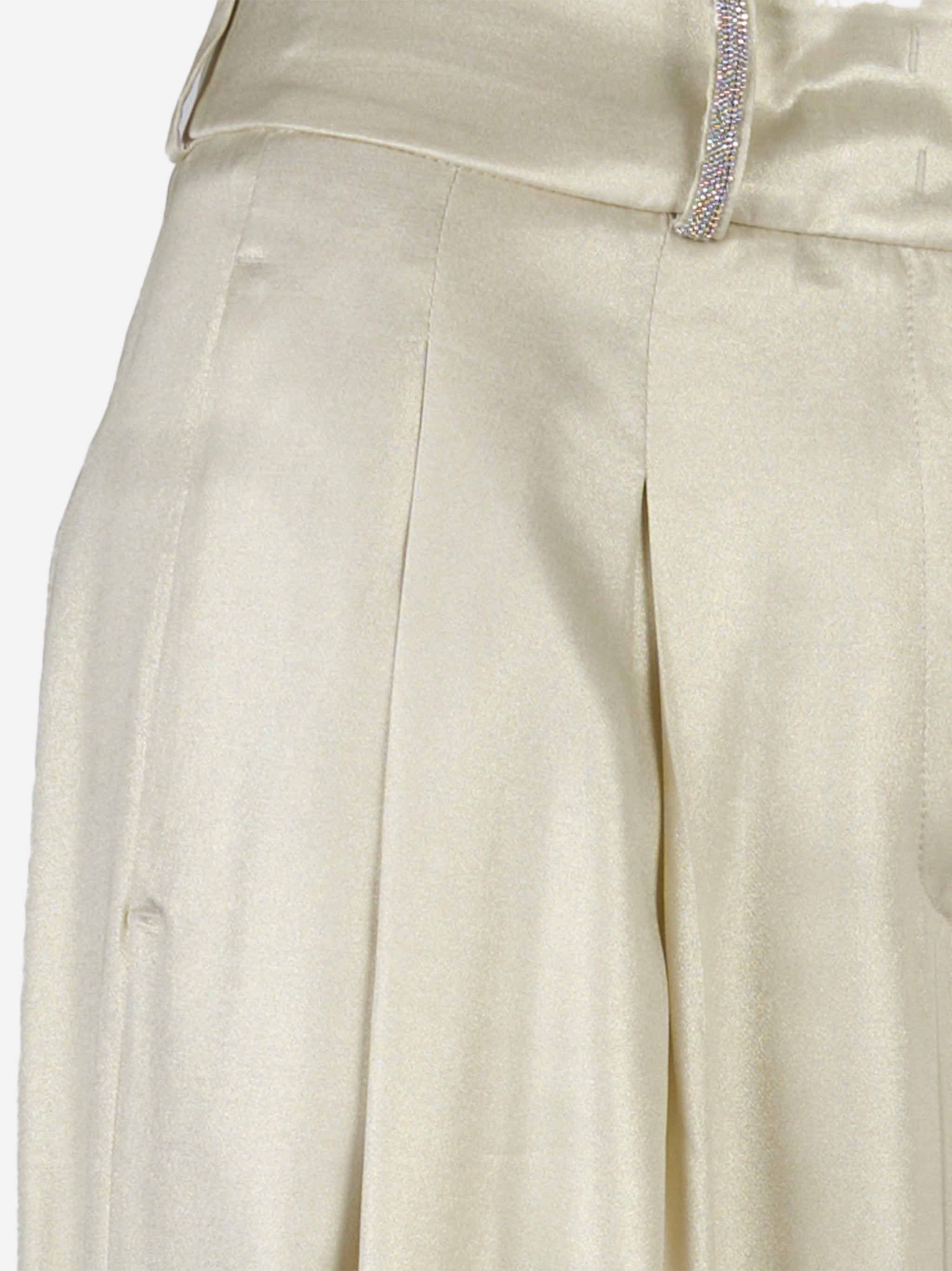 Pantalone palazzo con pinces laminato Bianco