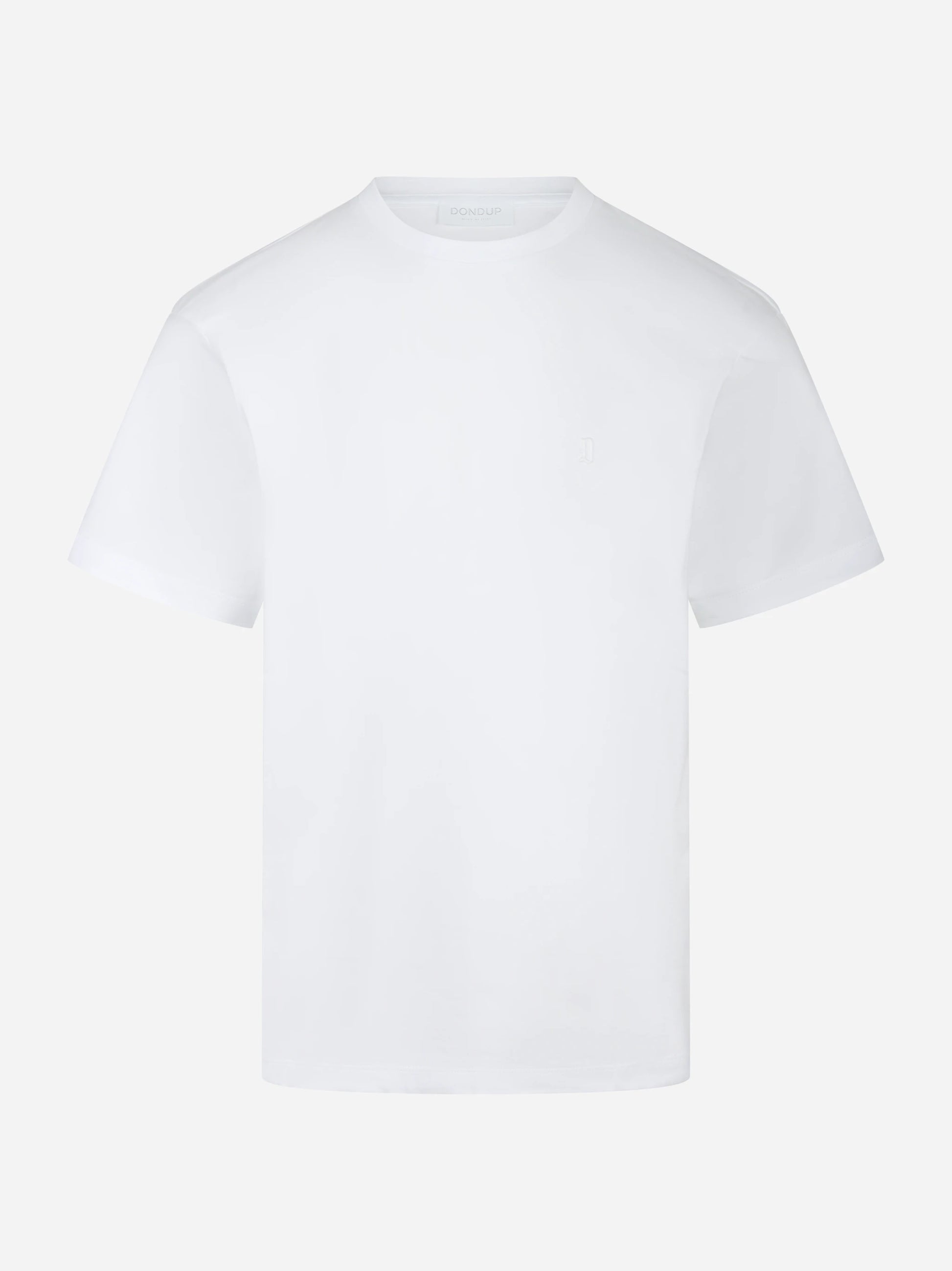 T-shirt girocollo bianca con logo ricamato