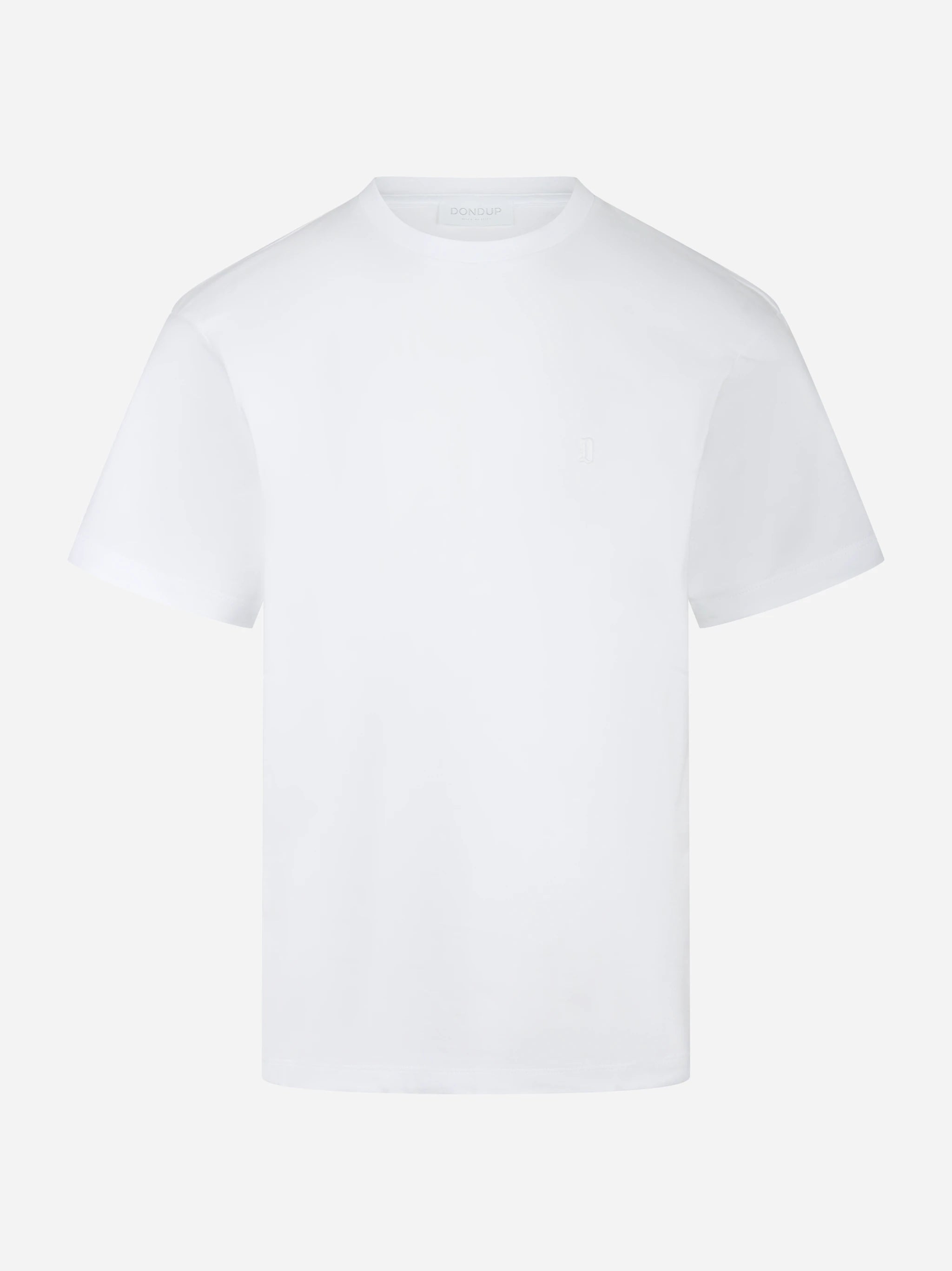 T-shirt girocollo bianca con logo ricamato