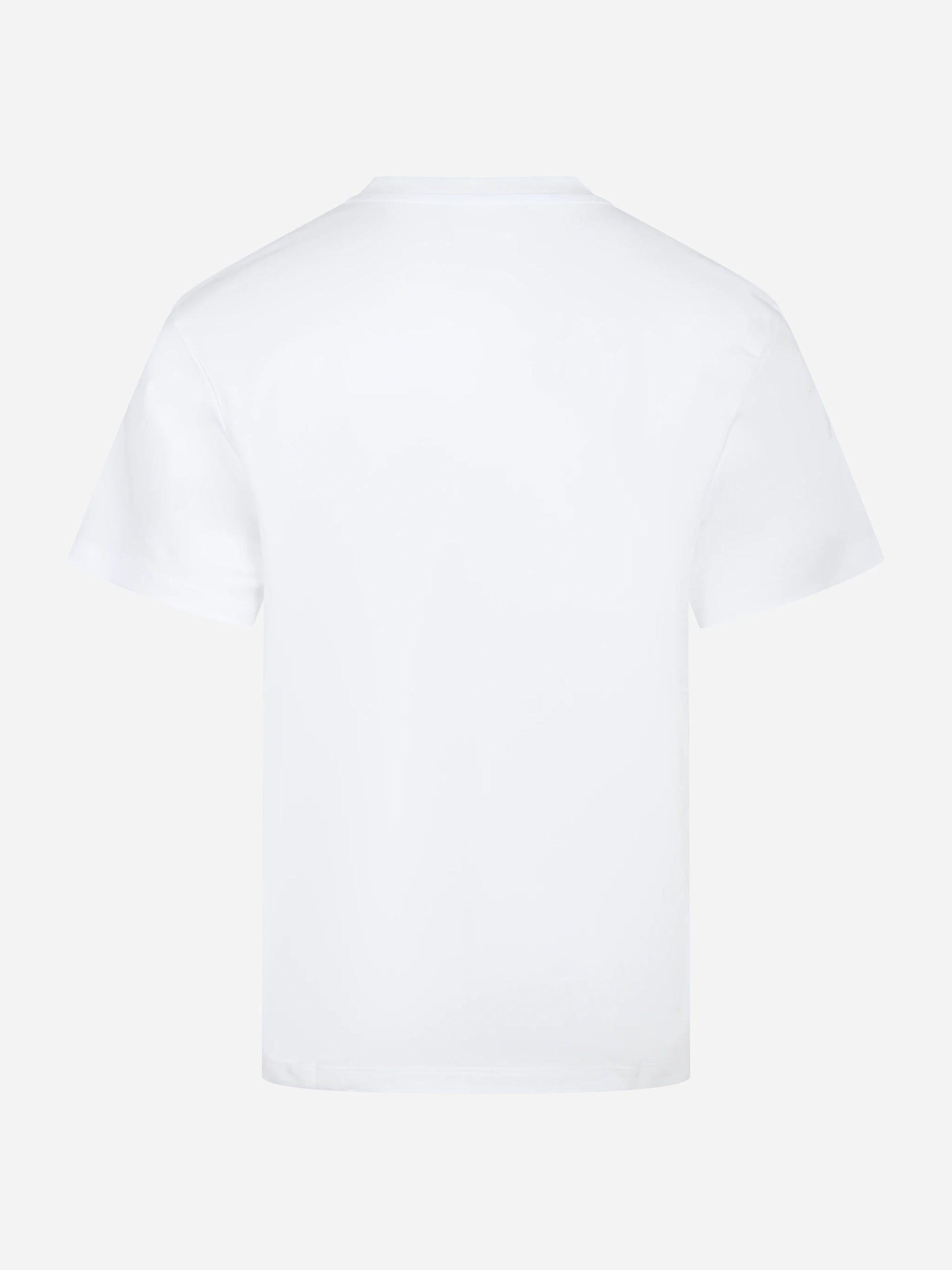 T-shirt girocollo bianca con logo ricamato