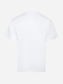 T-shirt girocollo bianca con logo ricamato