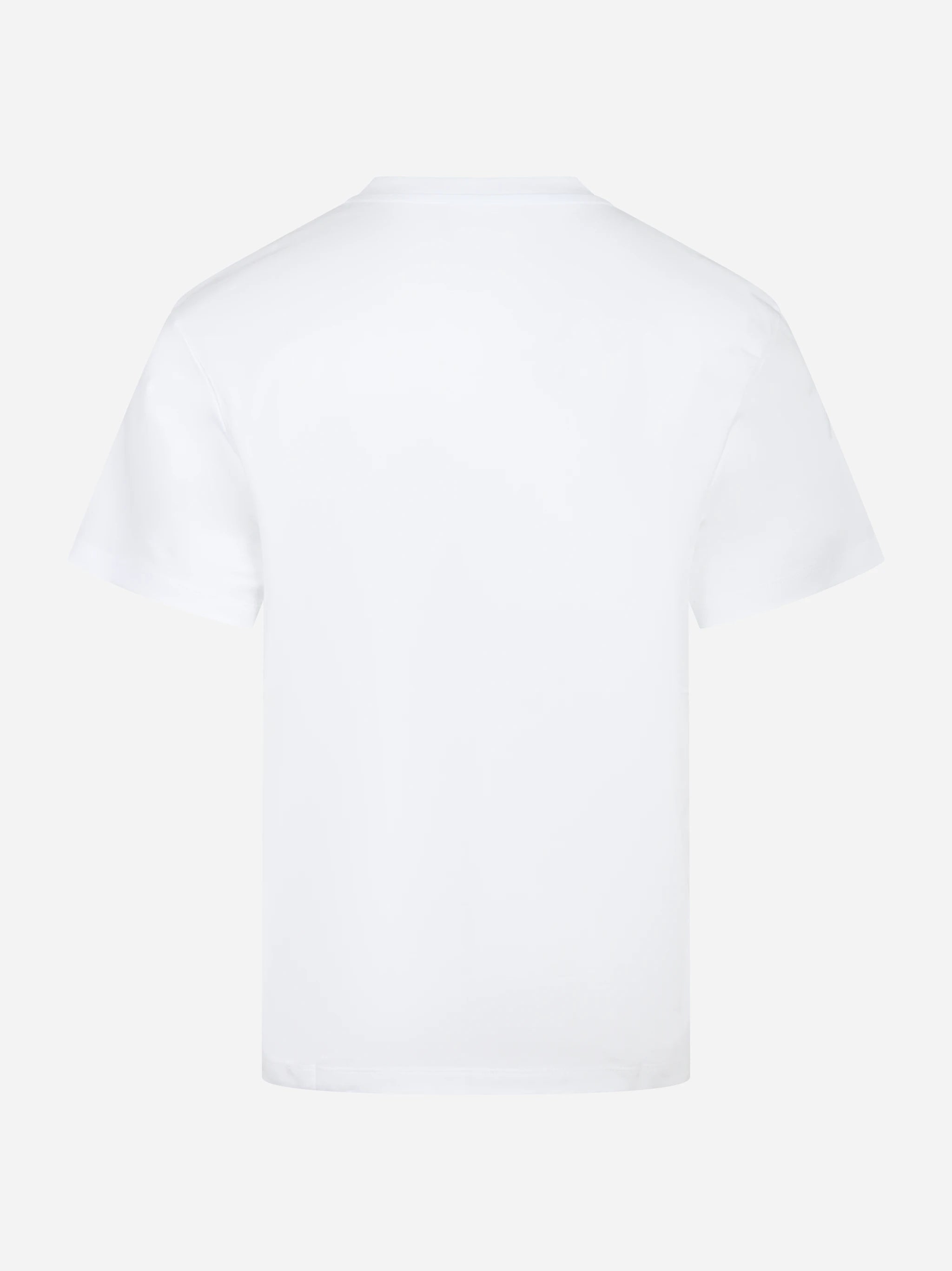 T-shirt girocollo bianca con logo ricamato