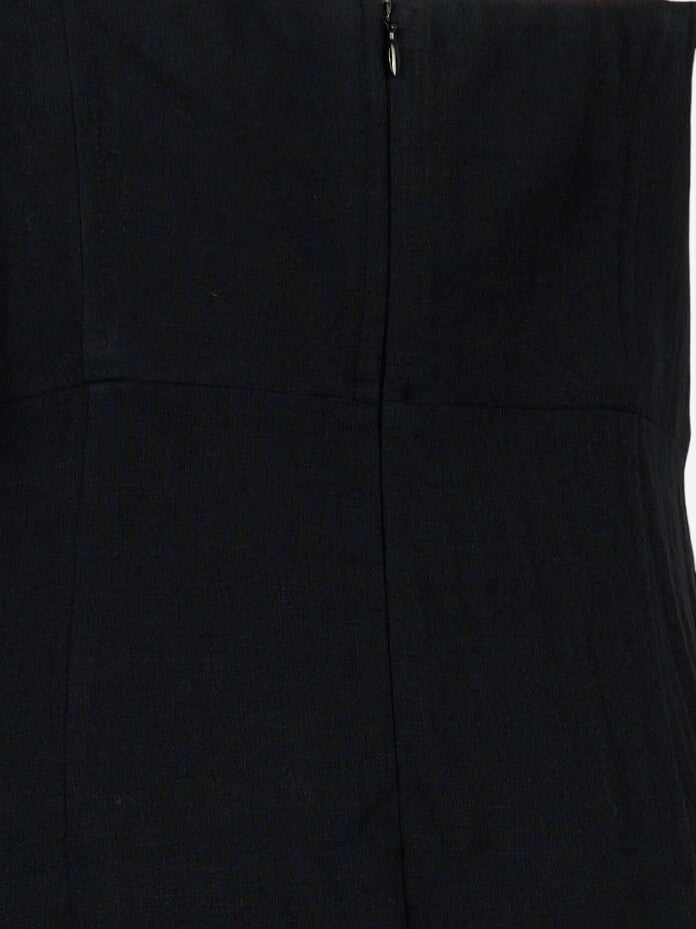 Abito lungo in lino Nero