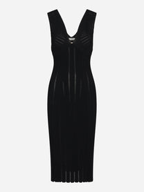 Abito nero in maglia a jour