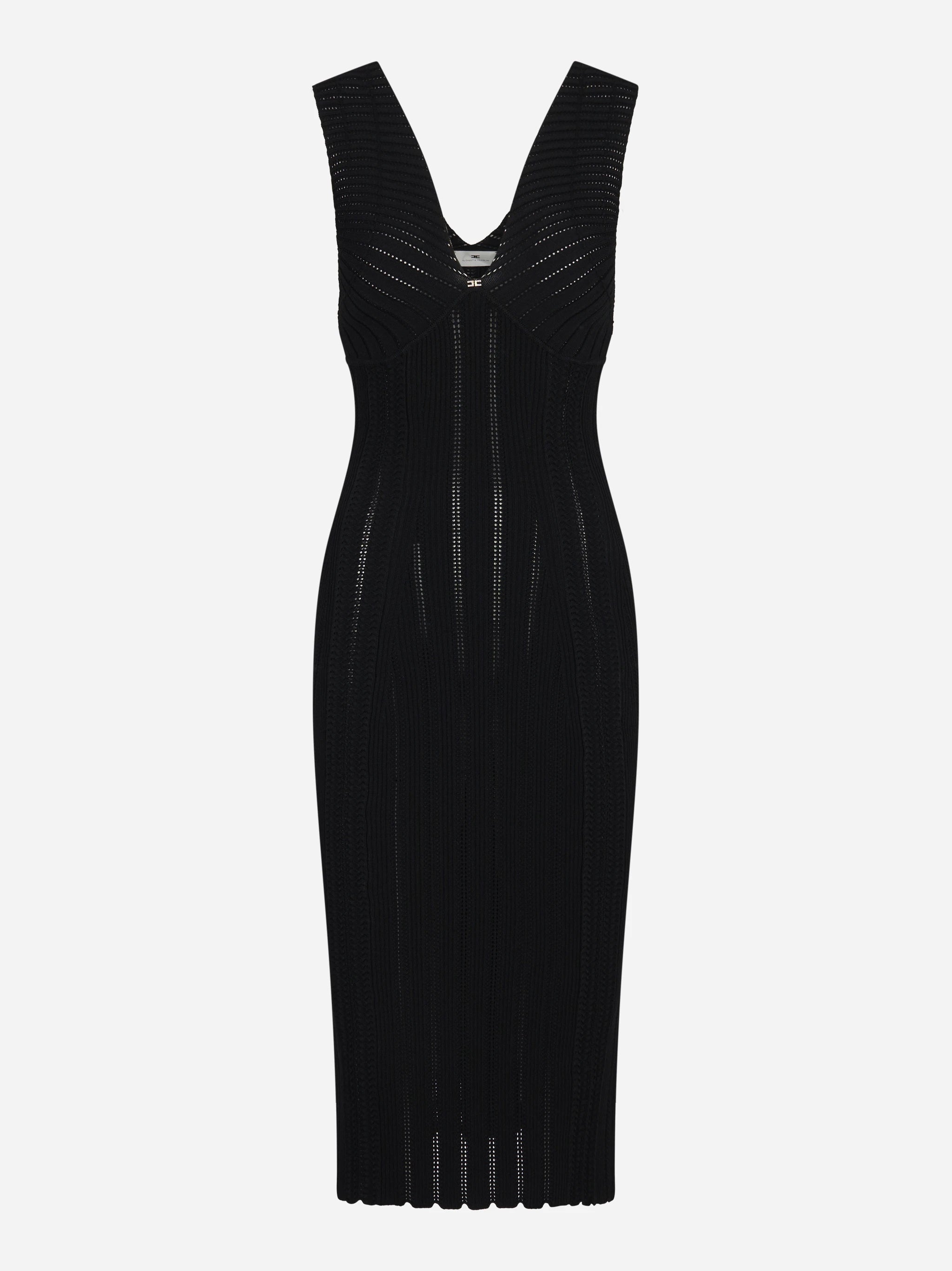 Abito nero in maglia a jour