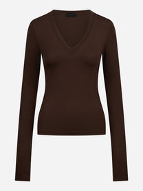 Maglia scollo a V slim-fit marrone