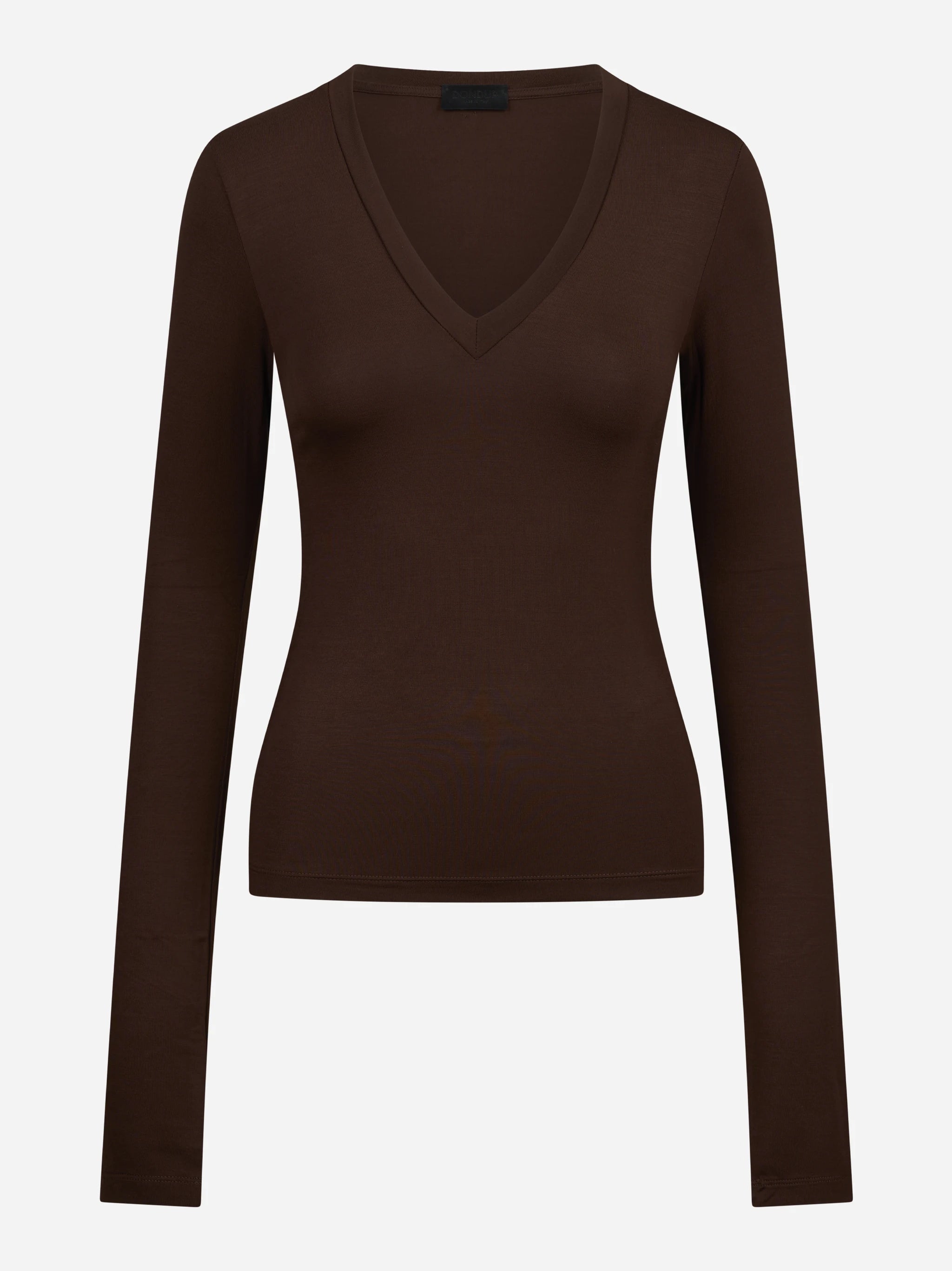 Maglia scollo a V slim-fit marrone