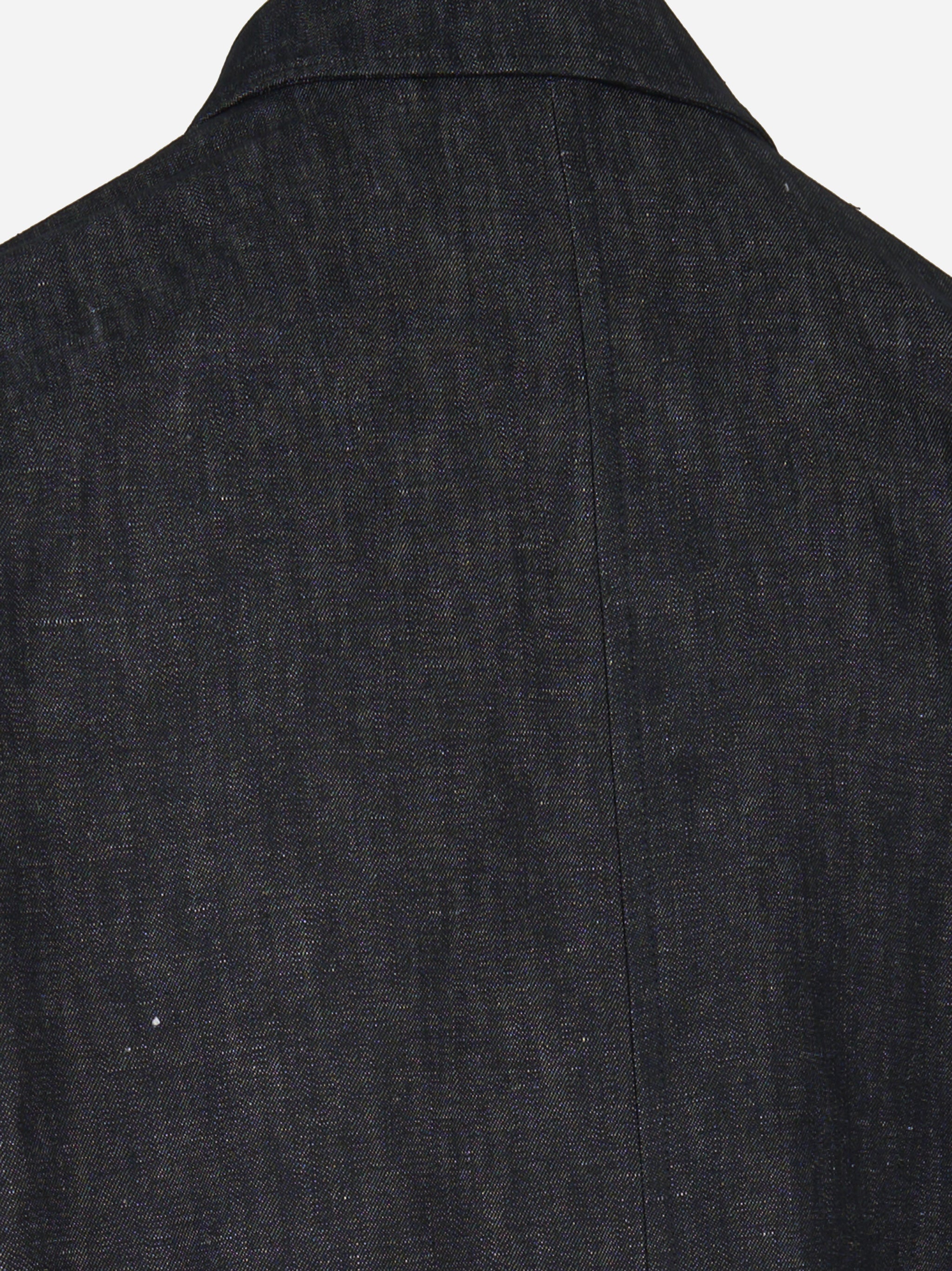 Over Jacket in cotone e lino con tasche applicate Blu