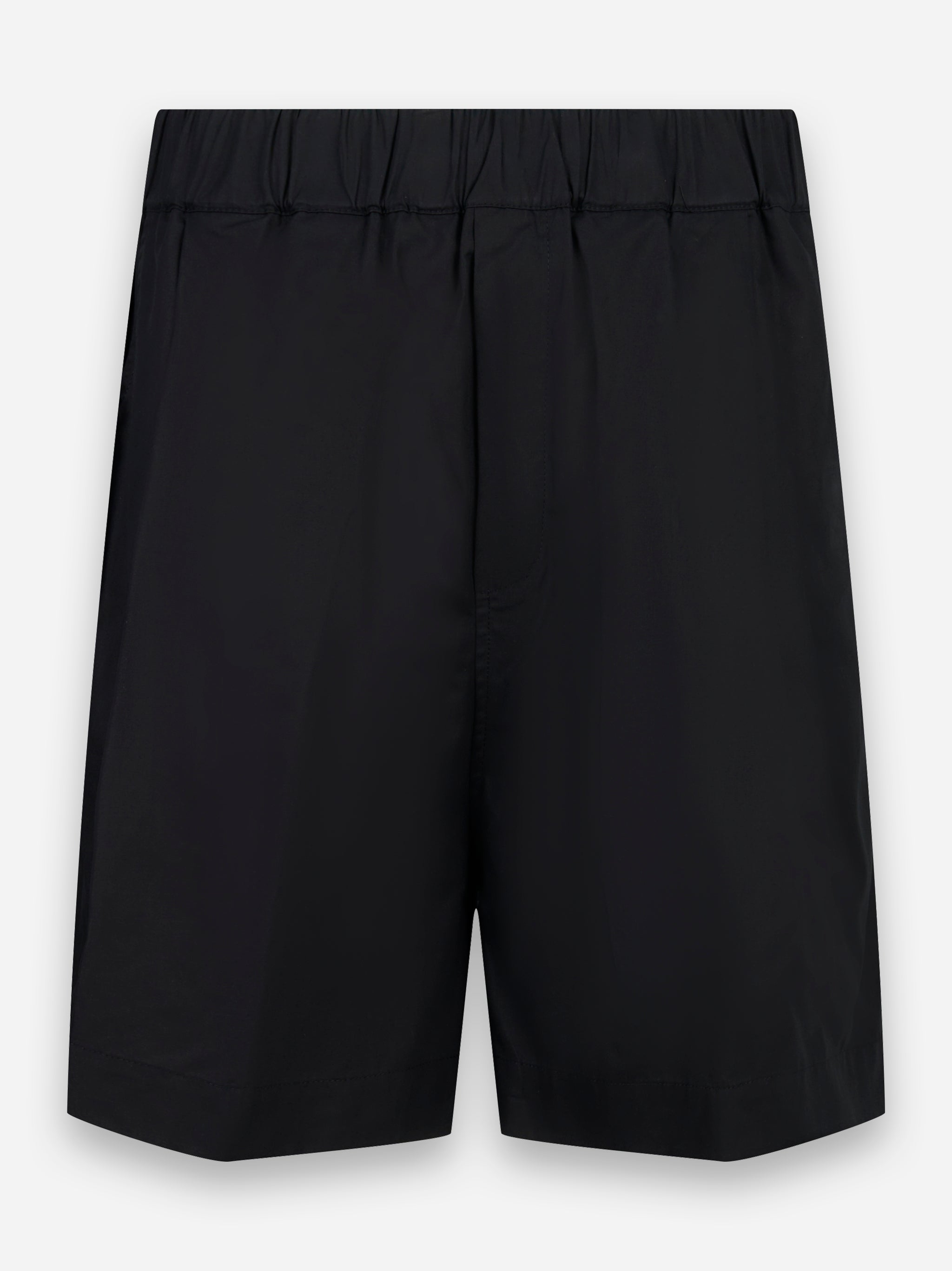 Shorts loose in popeline di cotone Nero