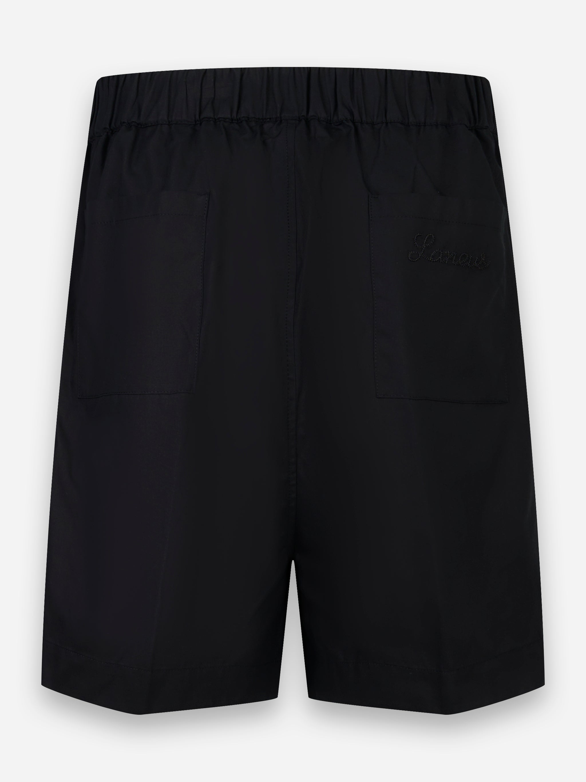 Shorts loose in popeline di cotone Nero