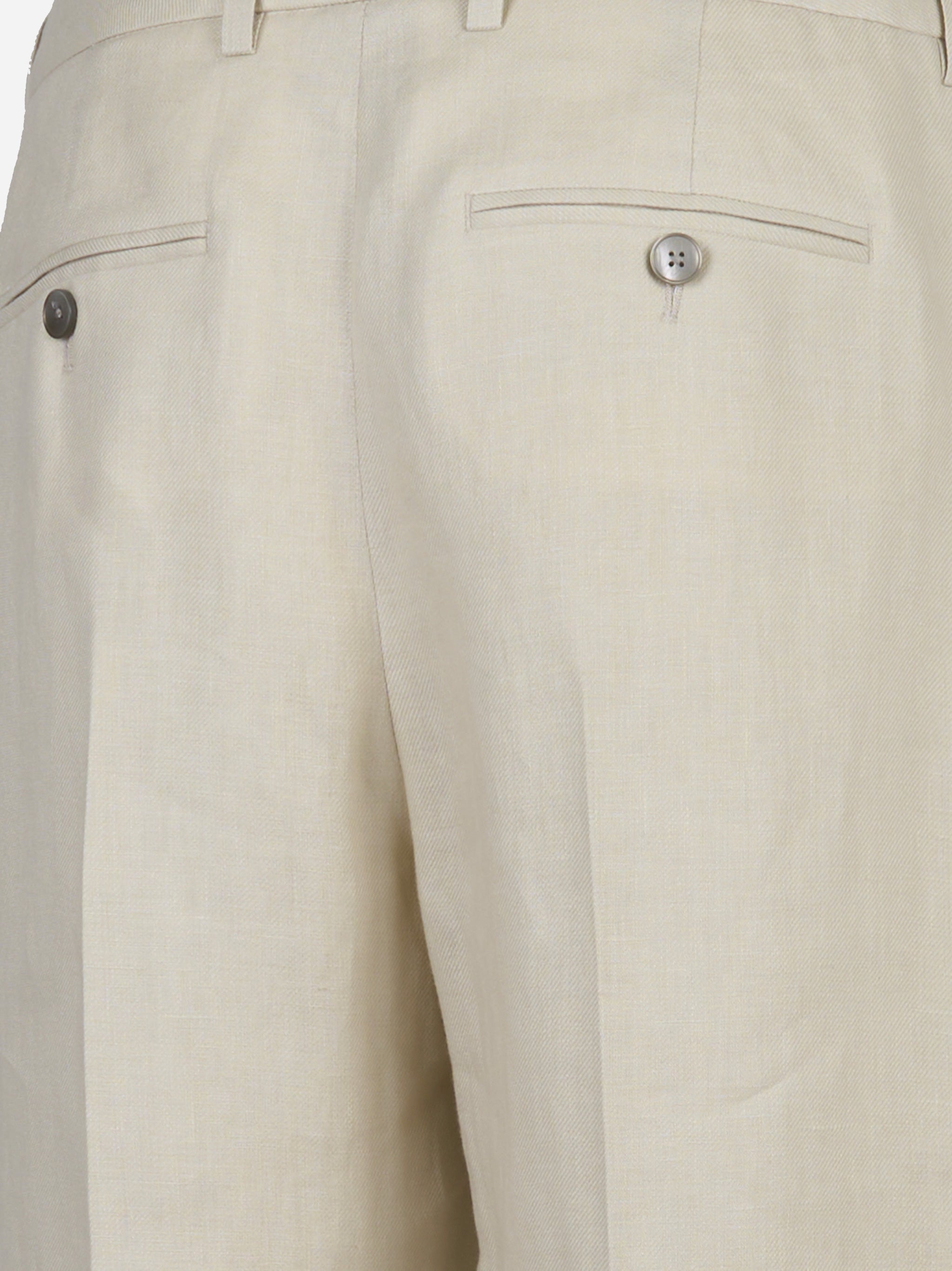 Pantalone con una pince in puro lino Bianco