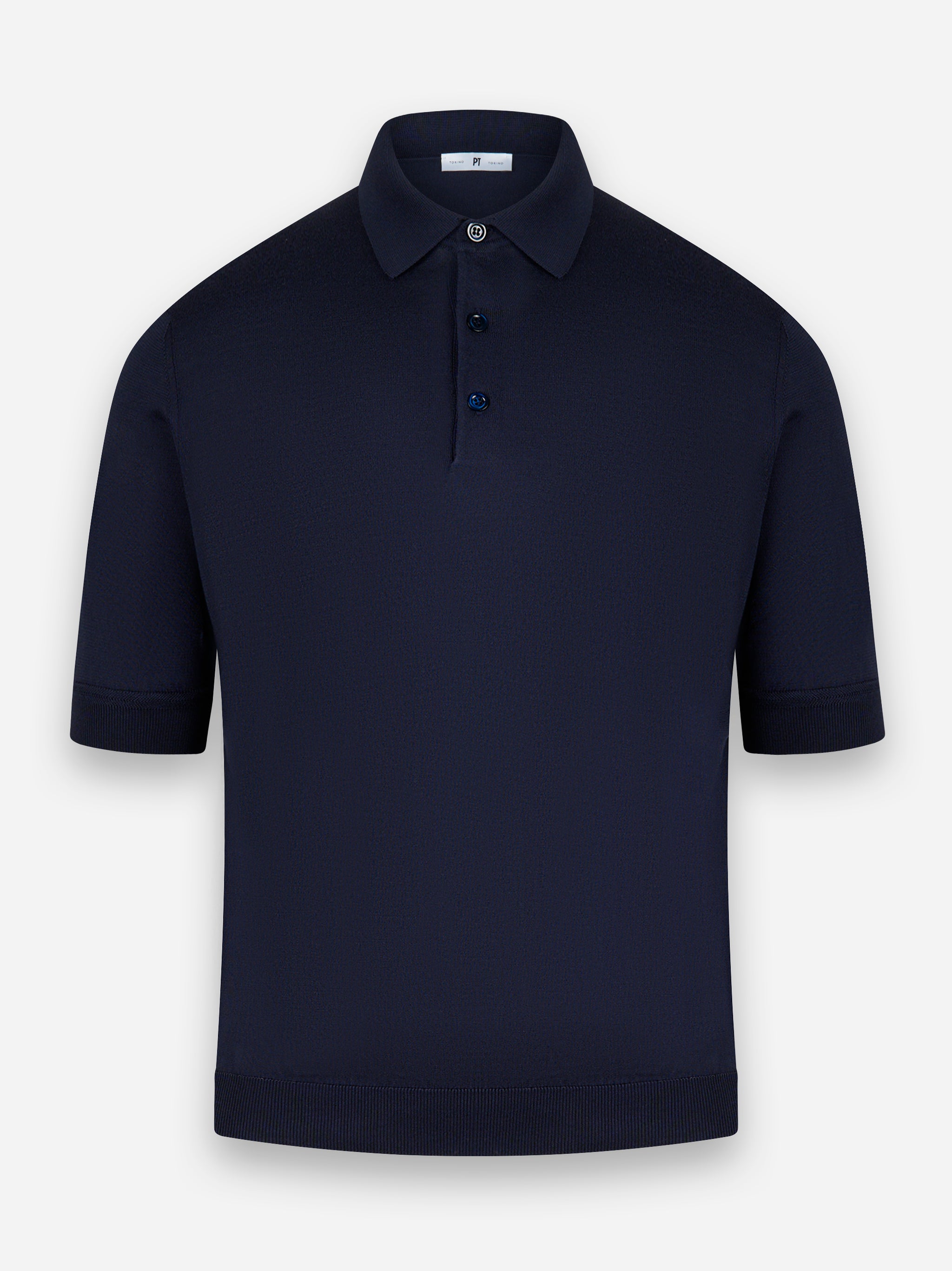 Polo bottoni manica corta finezza 18 Blu