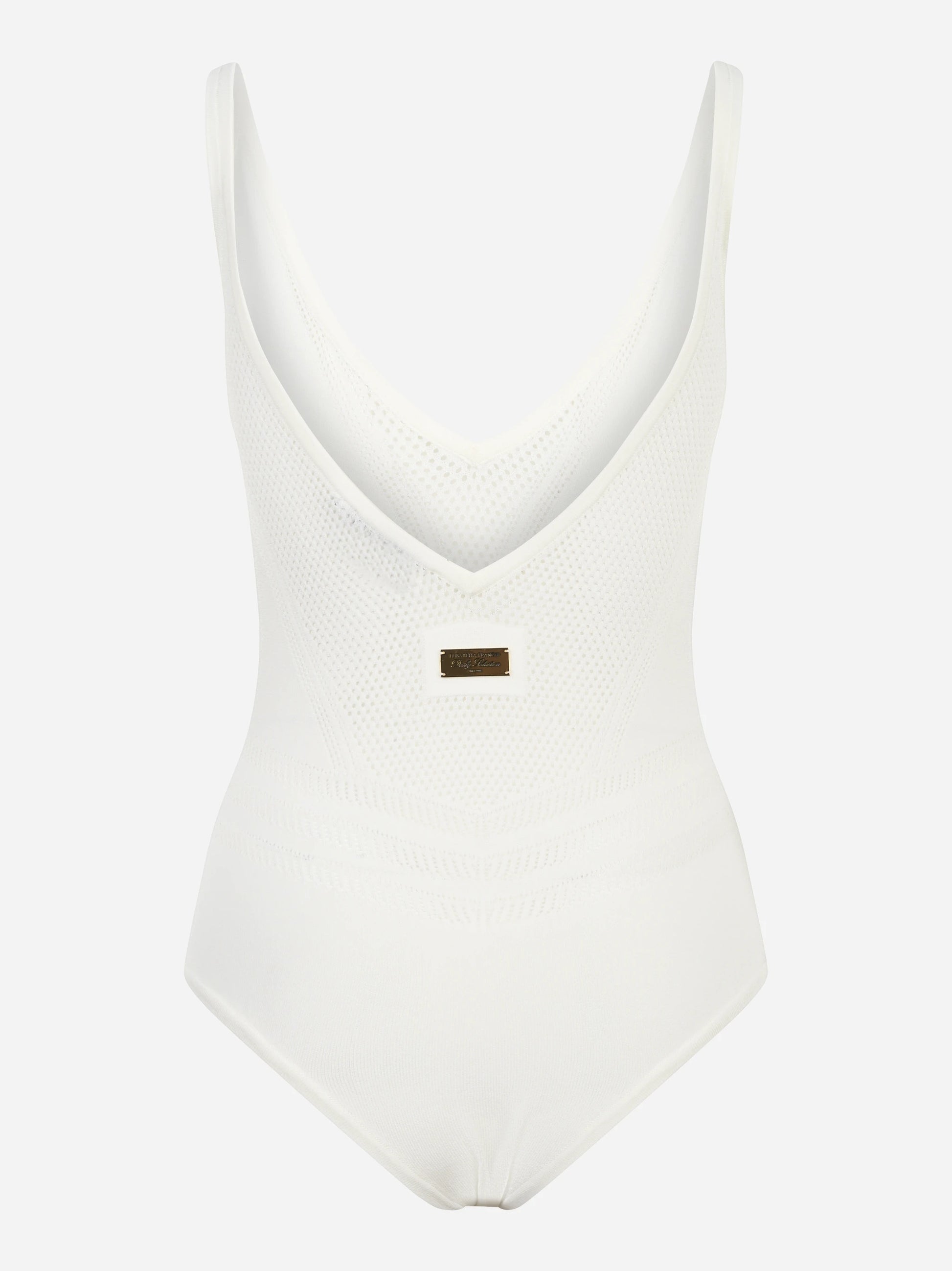 Body bianco in maglia traforata