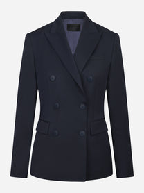Blazer doppiopetto in gabardina di lana stretch blu
