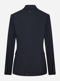 Blazer doppiopetto in gabardina di lana stretch blu