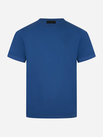 T-shirt girocollo blu elettrico con logo ricamato