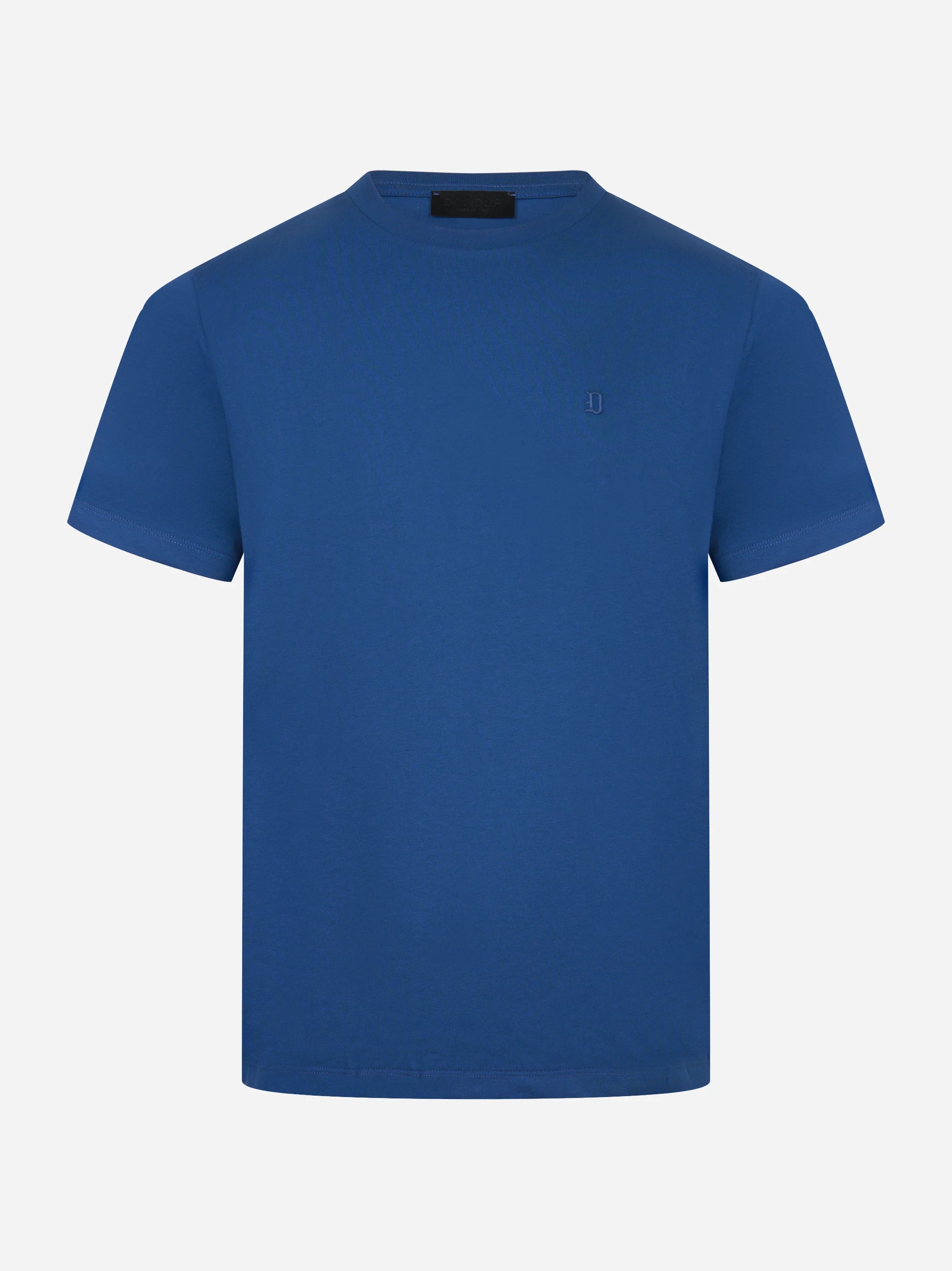 T-shirt girocollo blu elettrico con logo ricamato