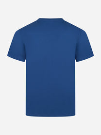 T-shirt girocollo blu elettrico con logo ricamato