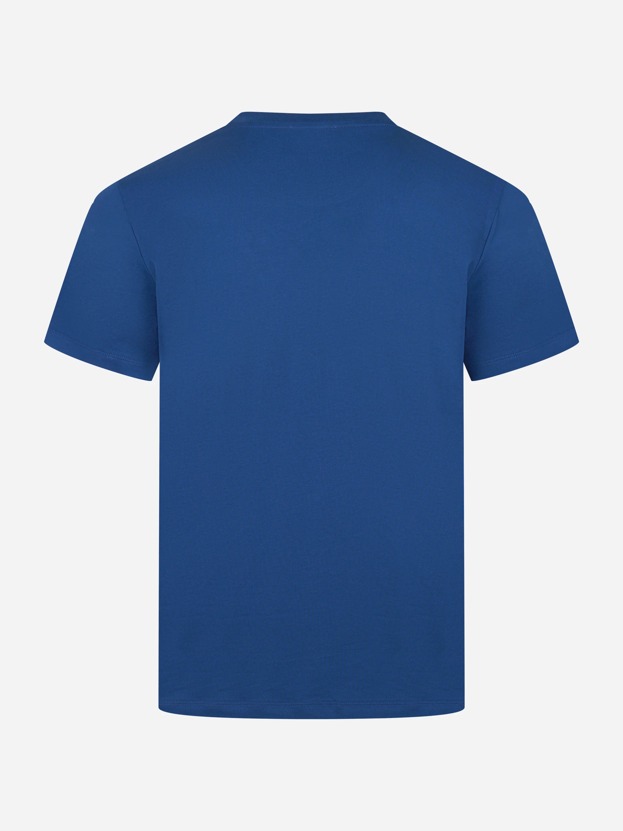 T-shirt girocollo blu elettrico con logo ricamato