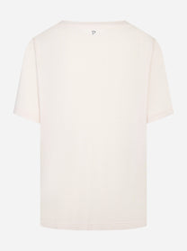 T-shirt scollo a v rosa in modal e seta