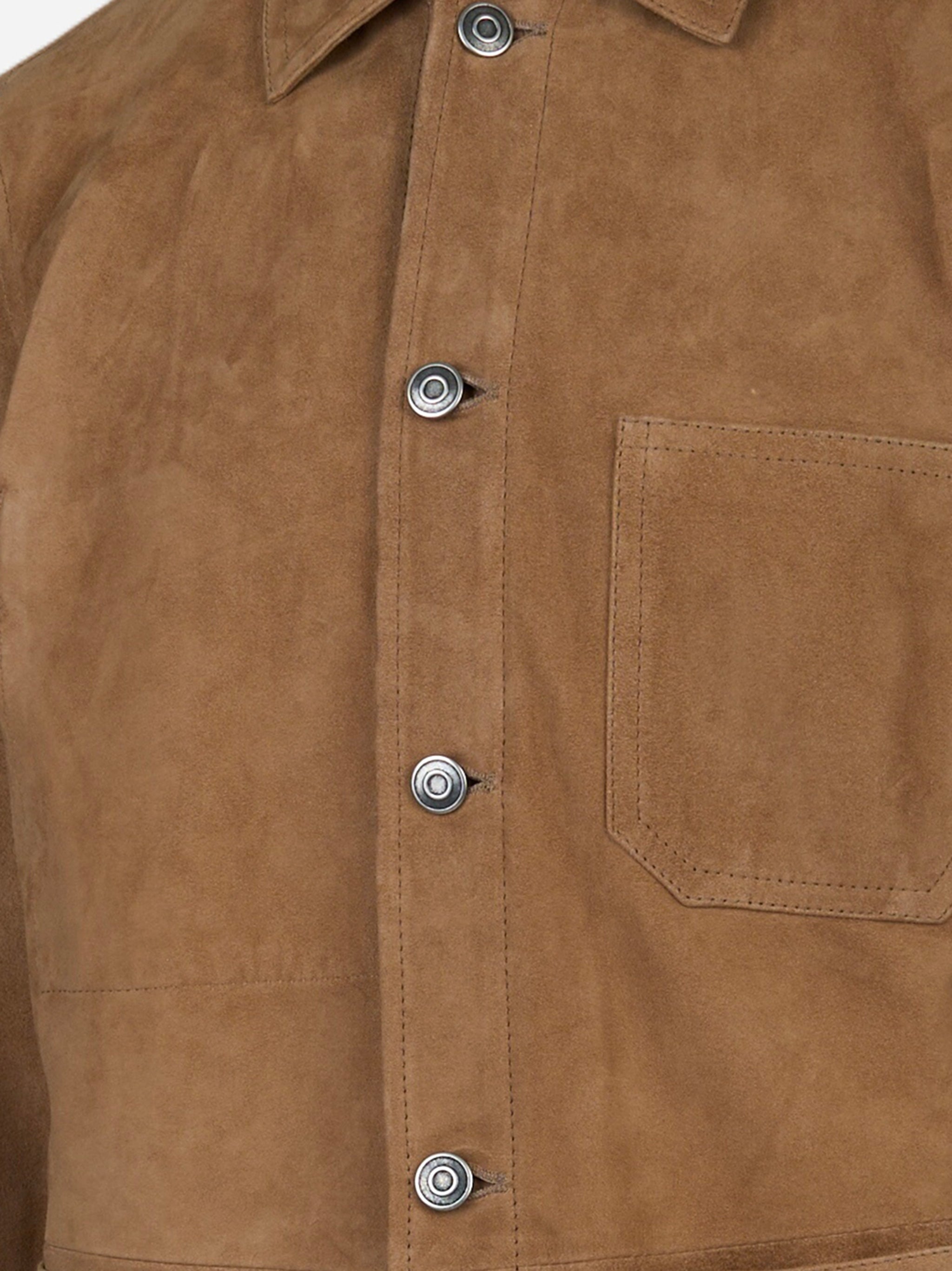 Work shirt in suede Marrone