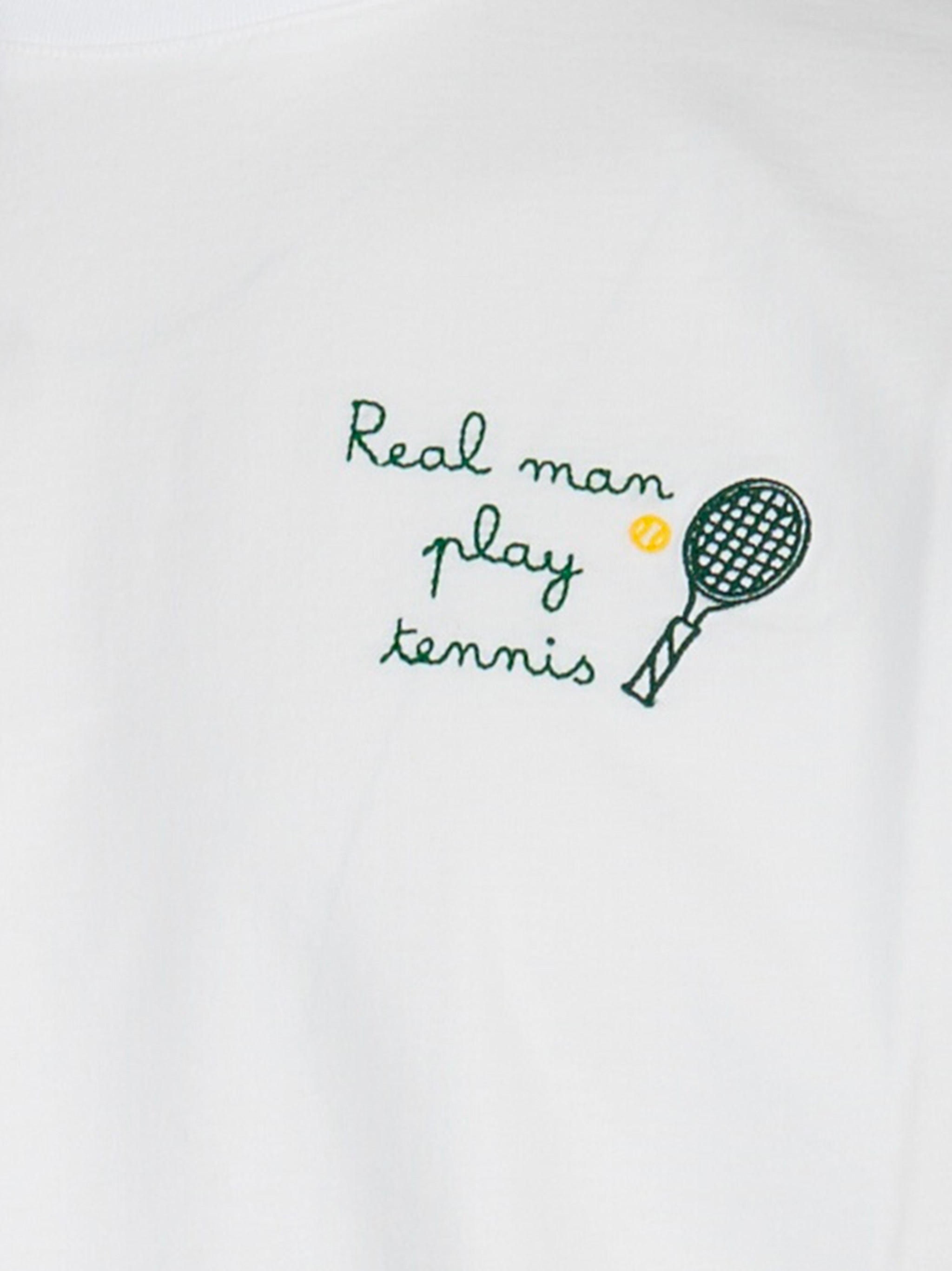 T-shirt da uomo con ricamo real Man Play Tennis Bianco