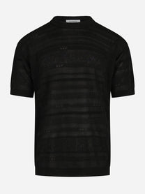 Maglia in visocosa nera con lavorazione jaquard