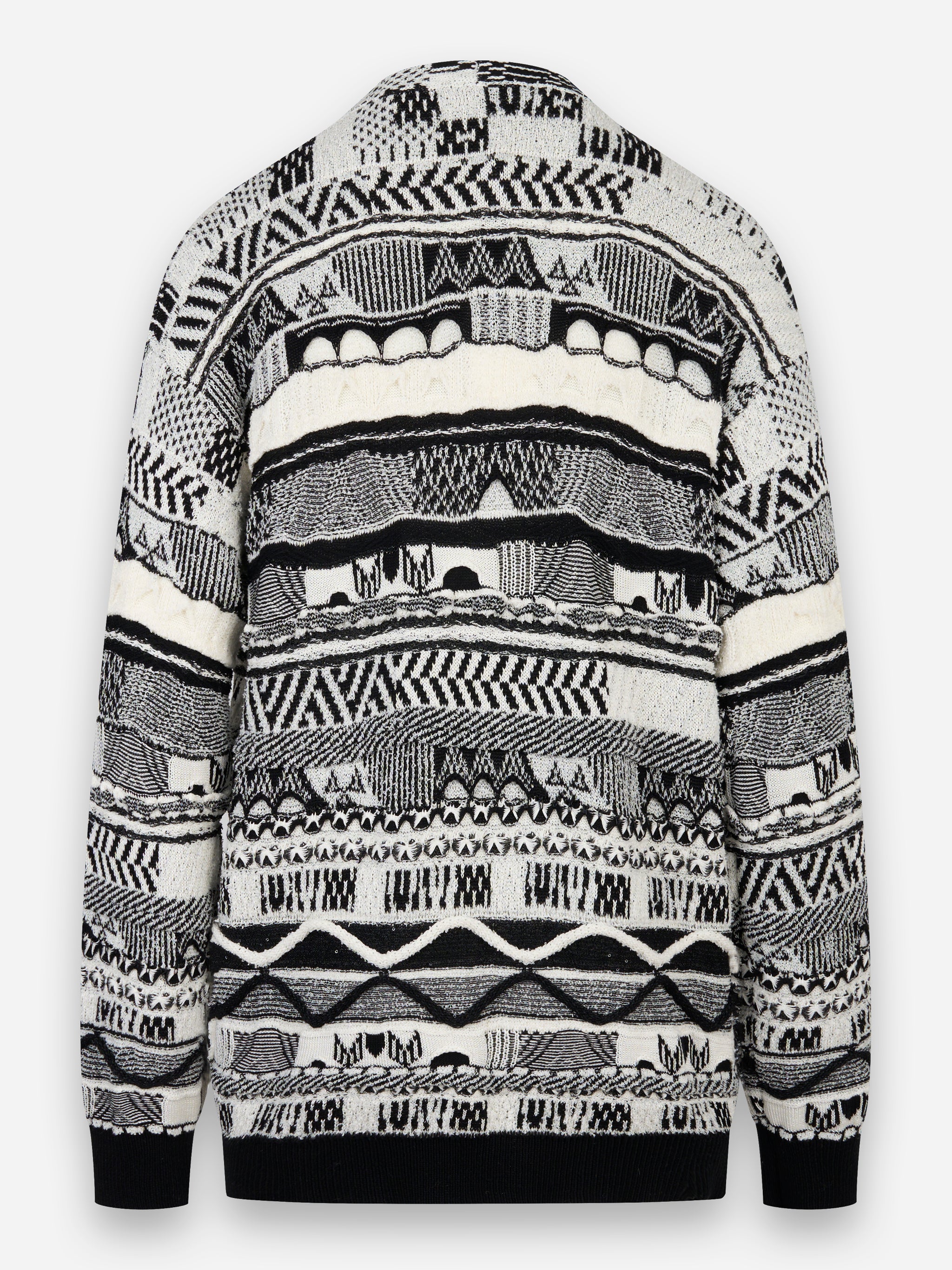 Cardigan in cotone con lavorazione jaquard Nero
