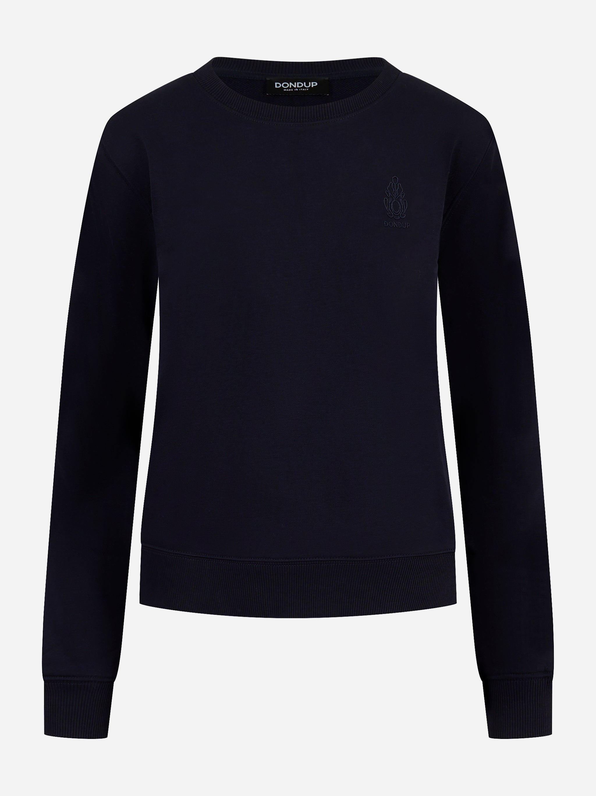 Felpa girocollo slim a maniche lunghe con logo ricamato sul petto Blu
