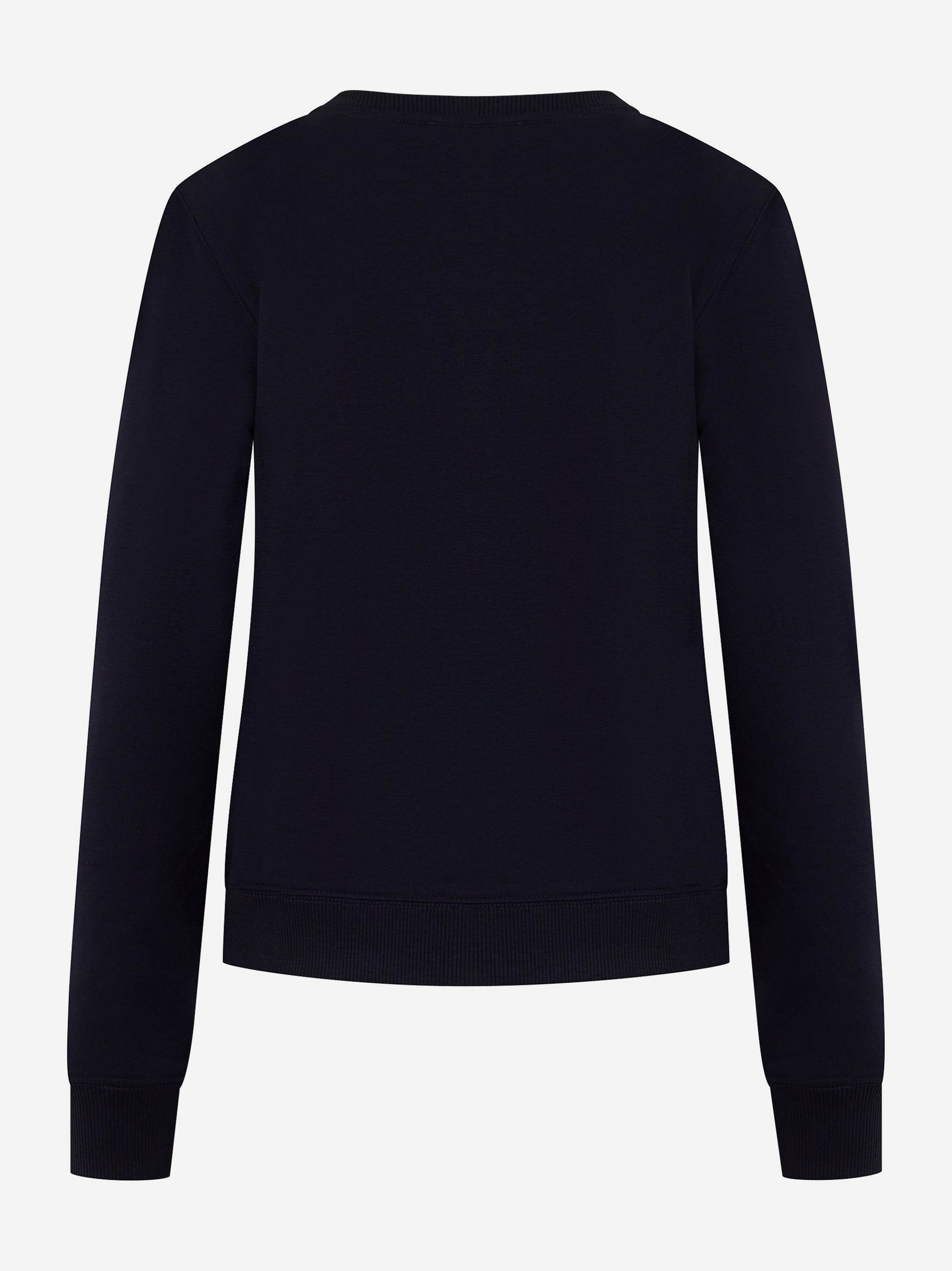 Felpa girocollo slim a maniche lunghe con logo ricamato sul petto Blu