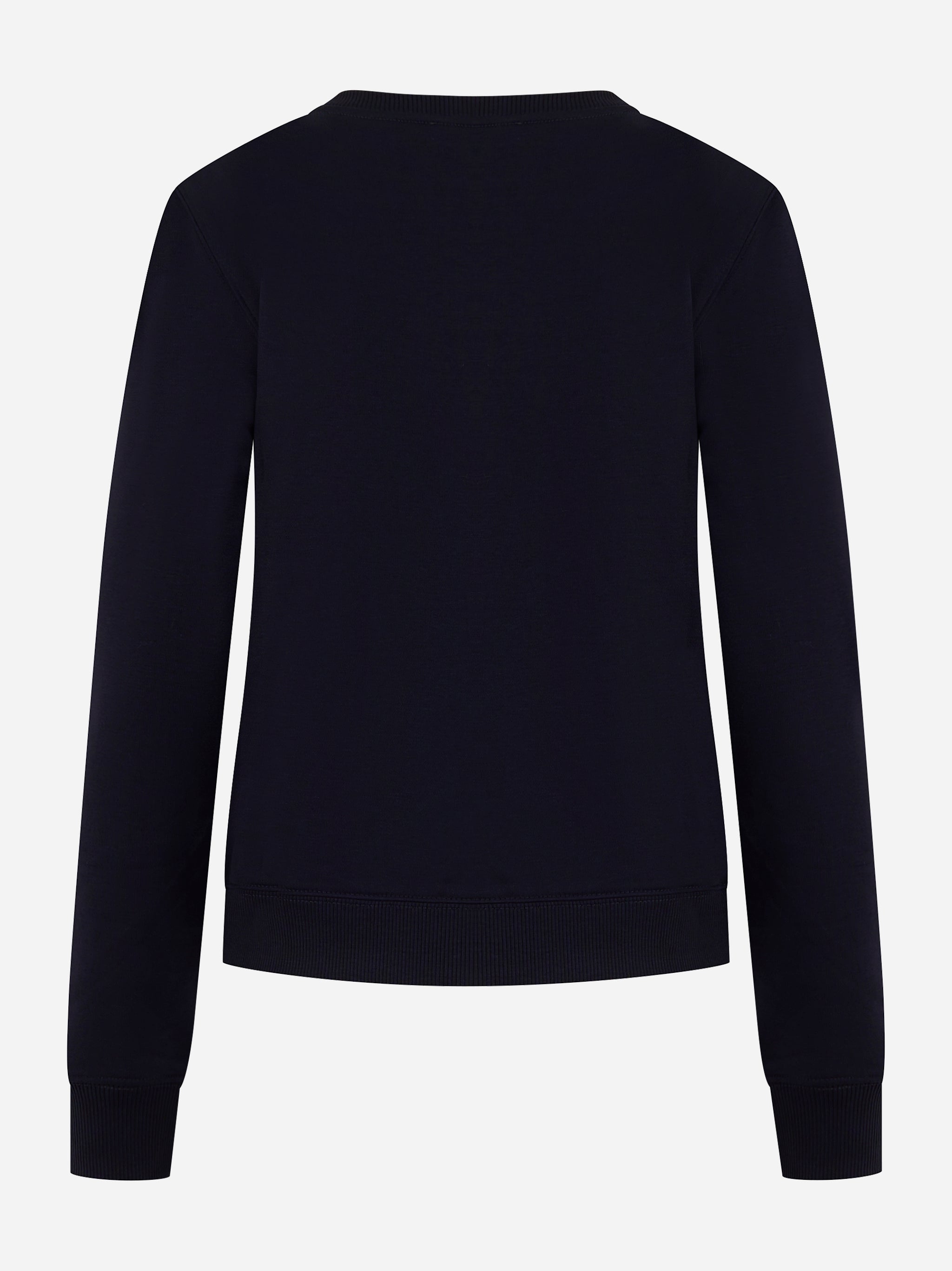 Felpa girocollo slim a maniche lunghe con logo ricamato sul petto Blu