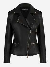 Chiodo slim in nappa Nero
