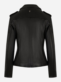 Chiodo slim in nappa Nero