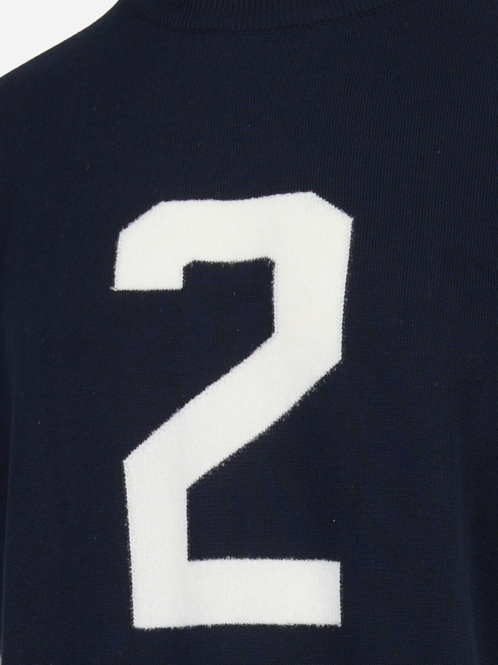 Maglia manica corta con intarsio in ciniglia Blu