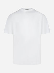 T-shirt girocollo oversize in cotone bianco con ricamo