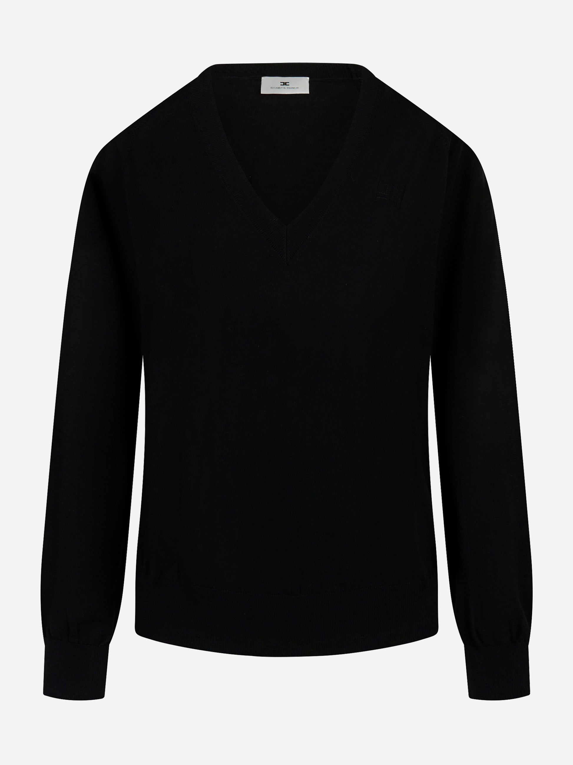 Maglia tricot scollo V Nero