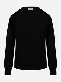 Maglia tricot scollo V Nero