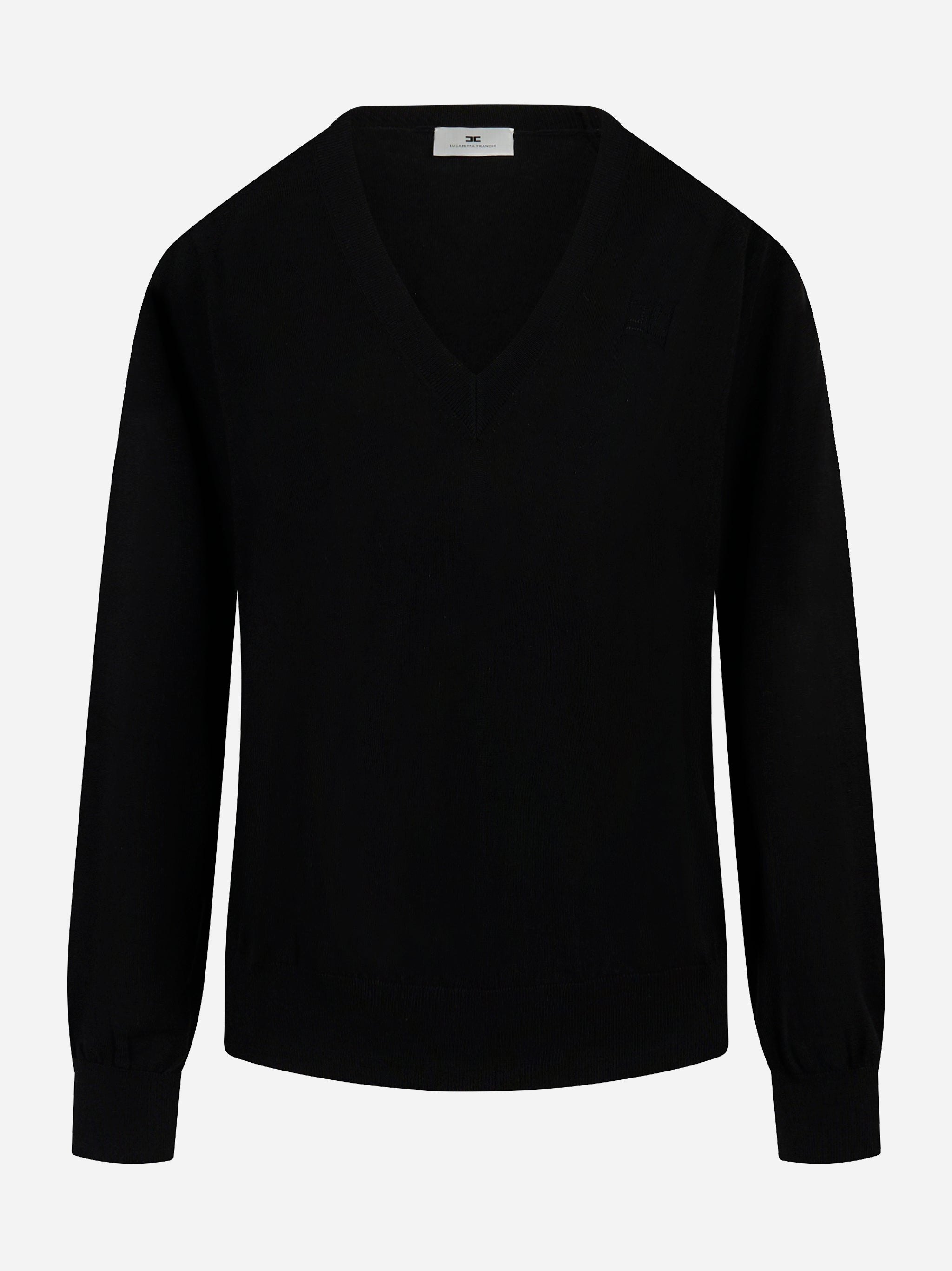 Maglia tricot scollo V Nero