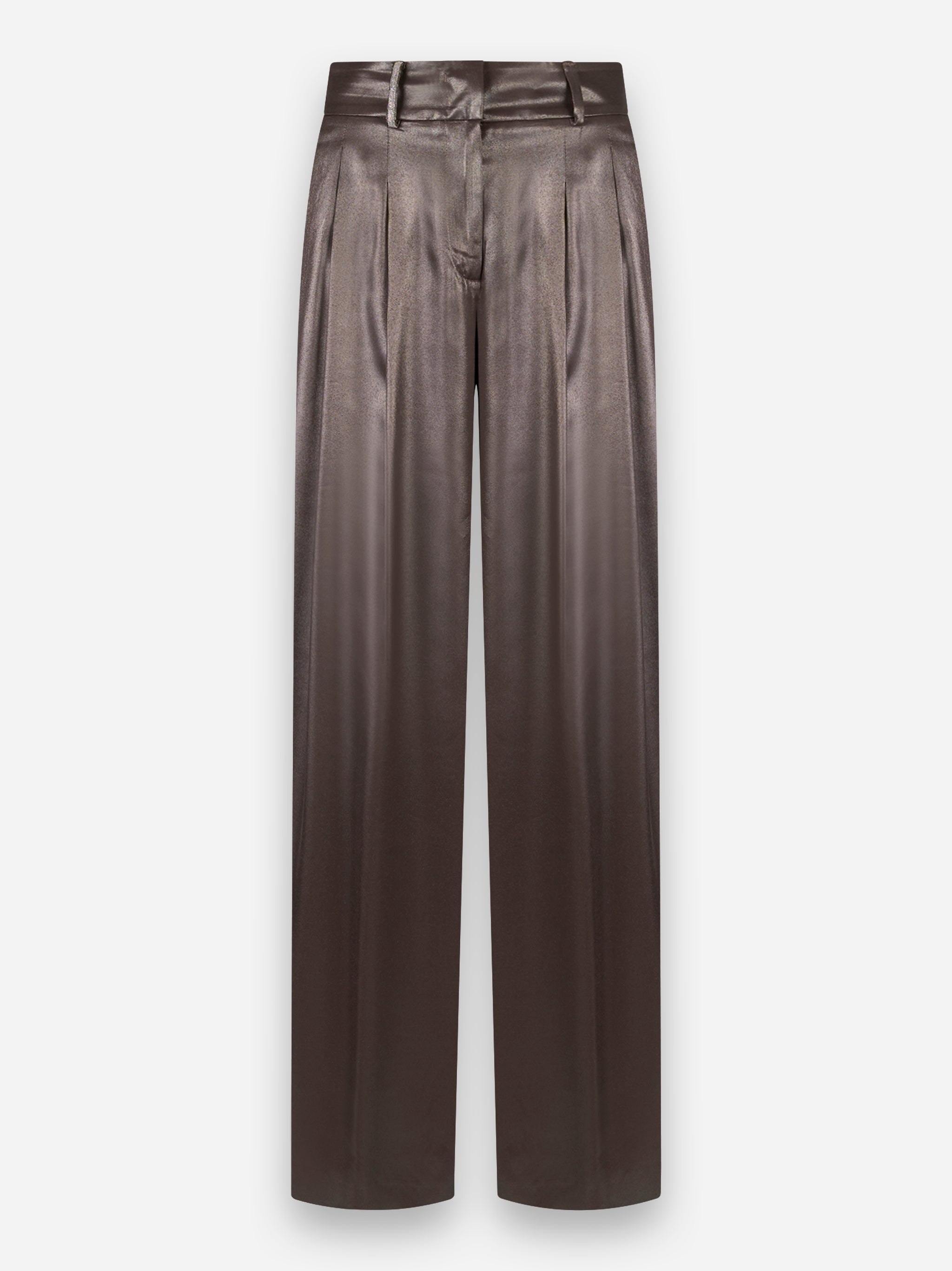 Pantalone palazzo con pinces laminato Marrone