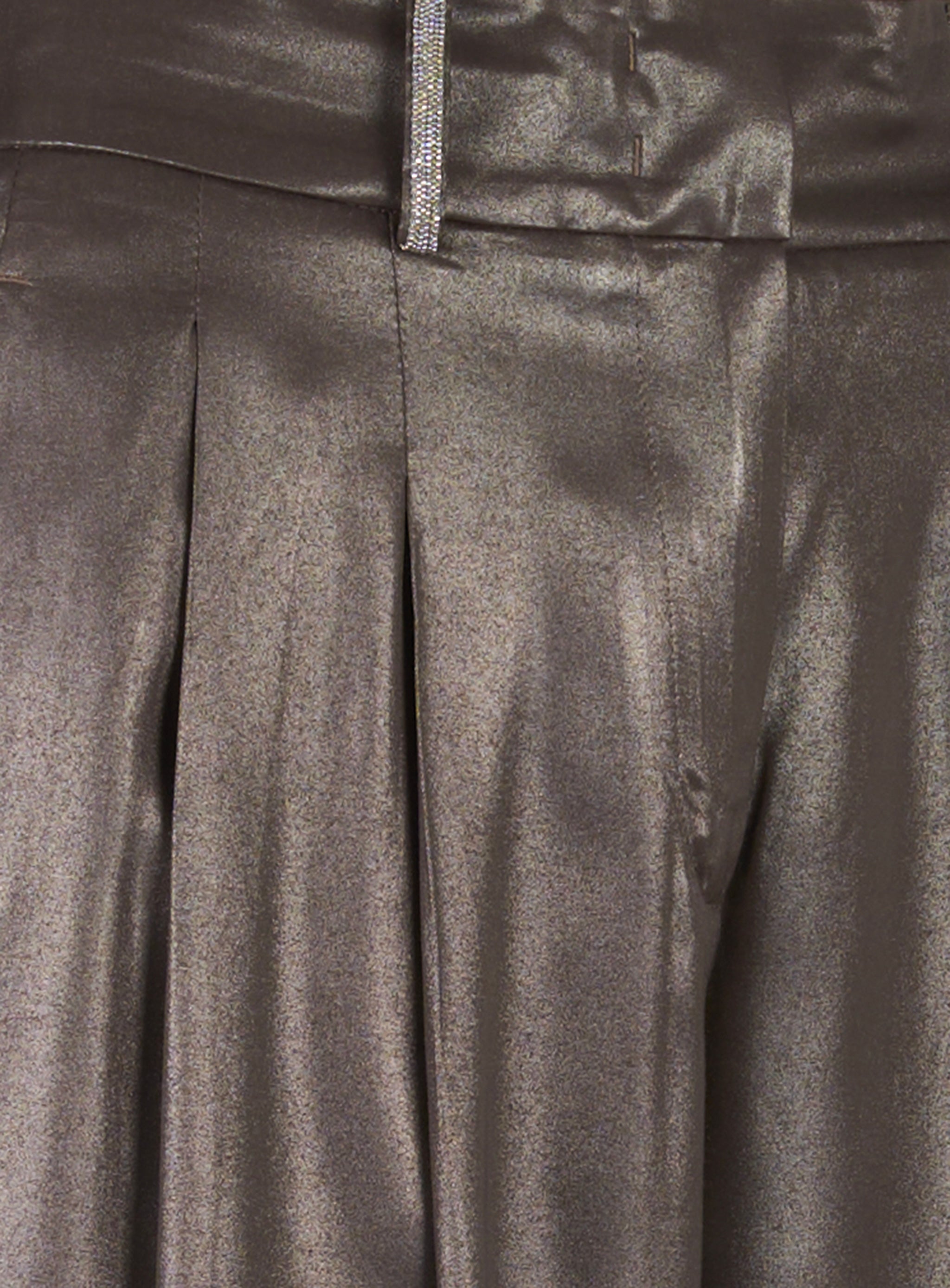 Pantalone palazzo con pinces laminato Marrone