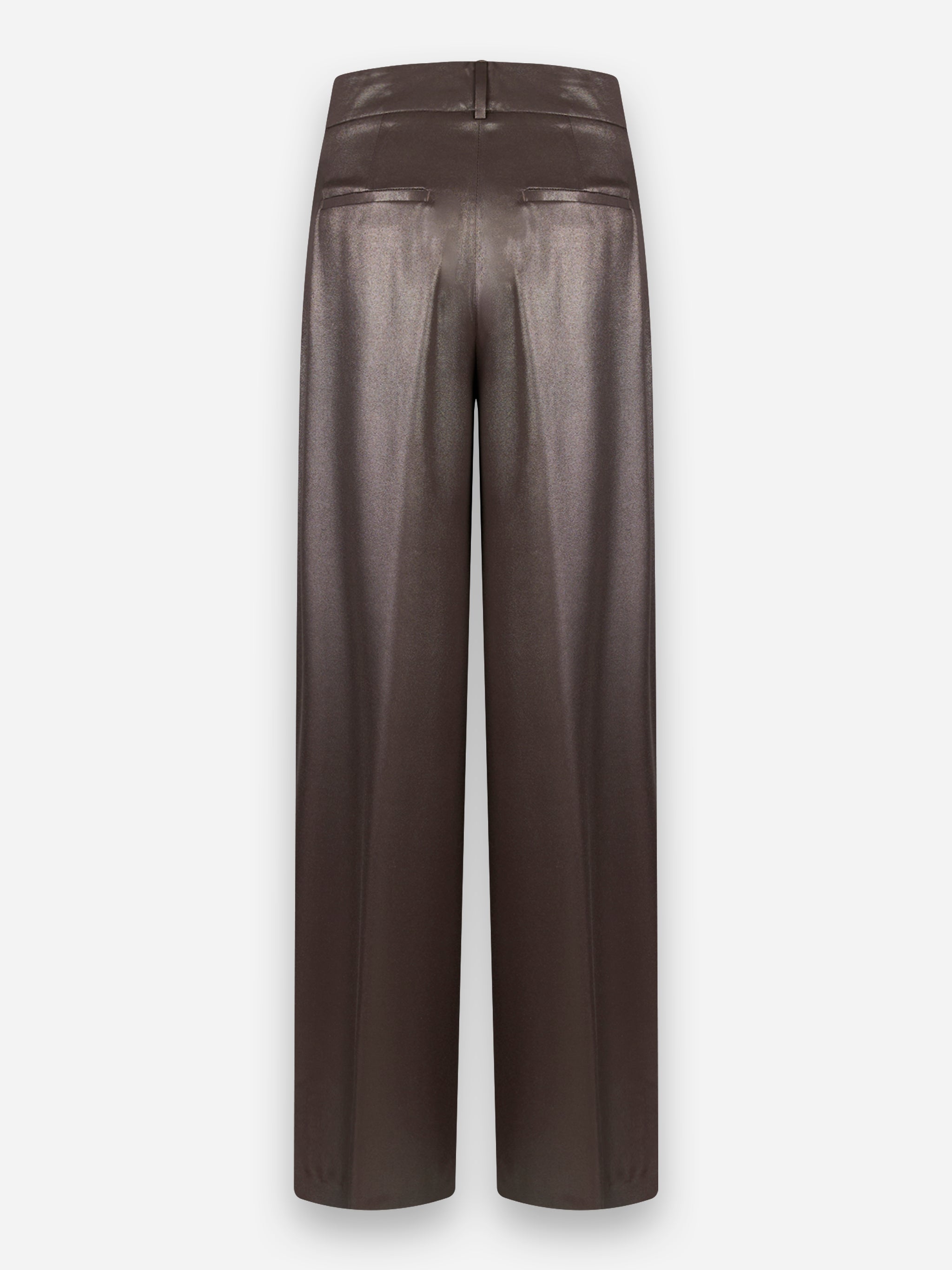Pantalone palazzo con pinces laminato Marrone