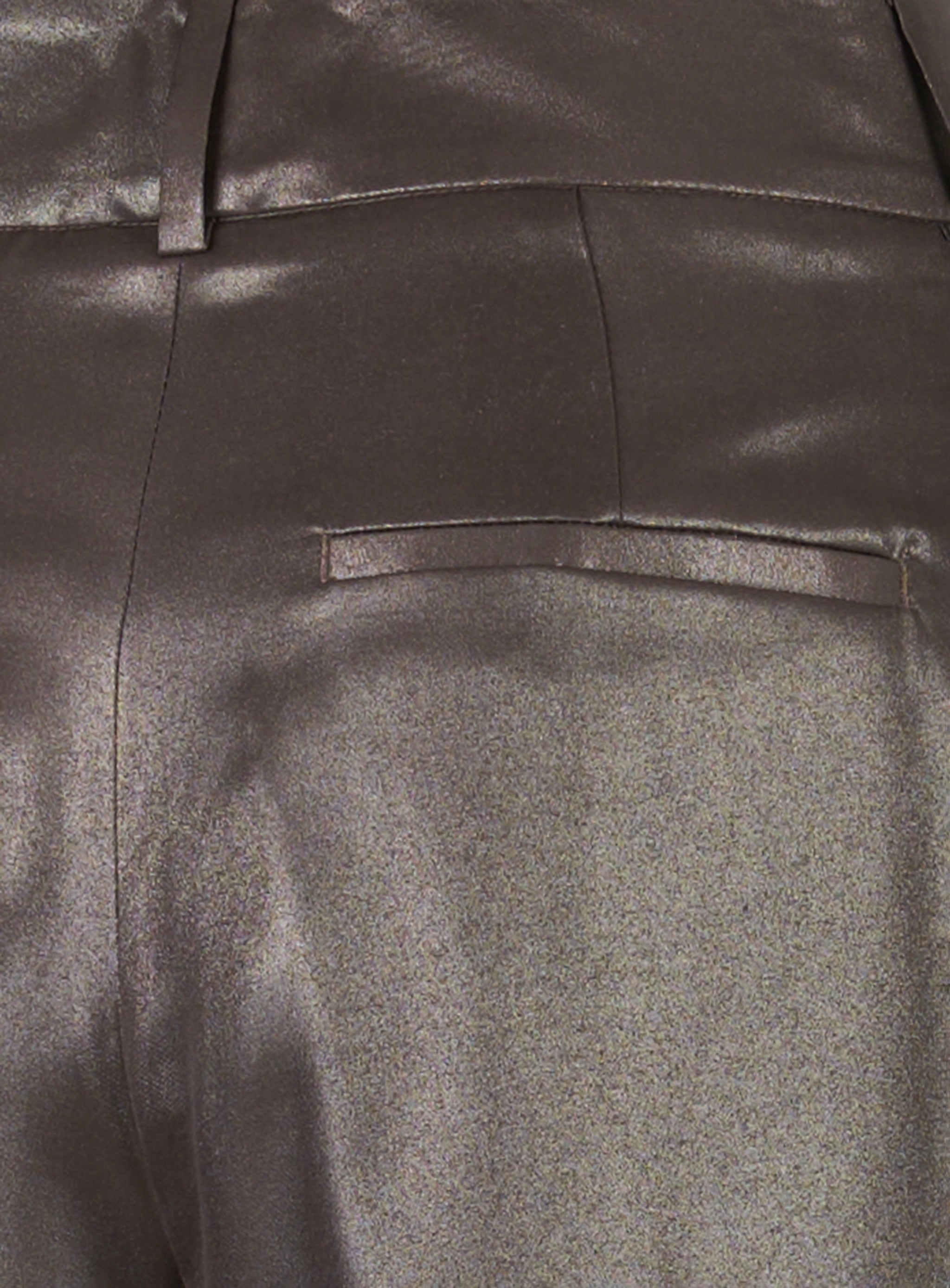 Pantalone palazzo con pinces laminato Marrone