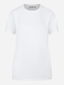 T-shirt in jersey con logo ricamato bianca