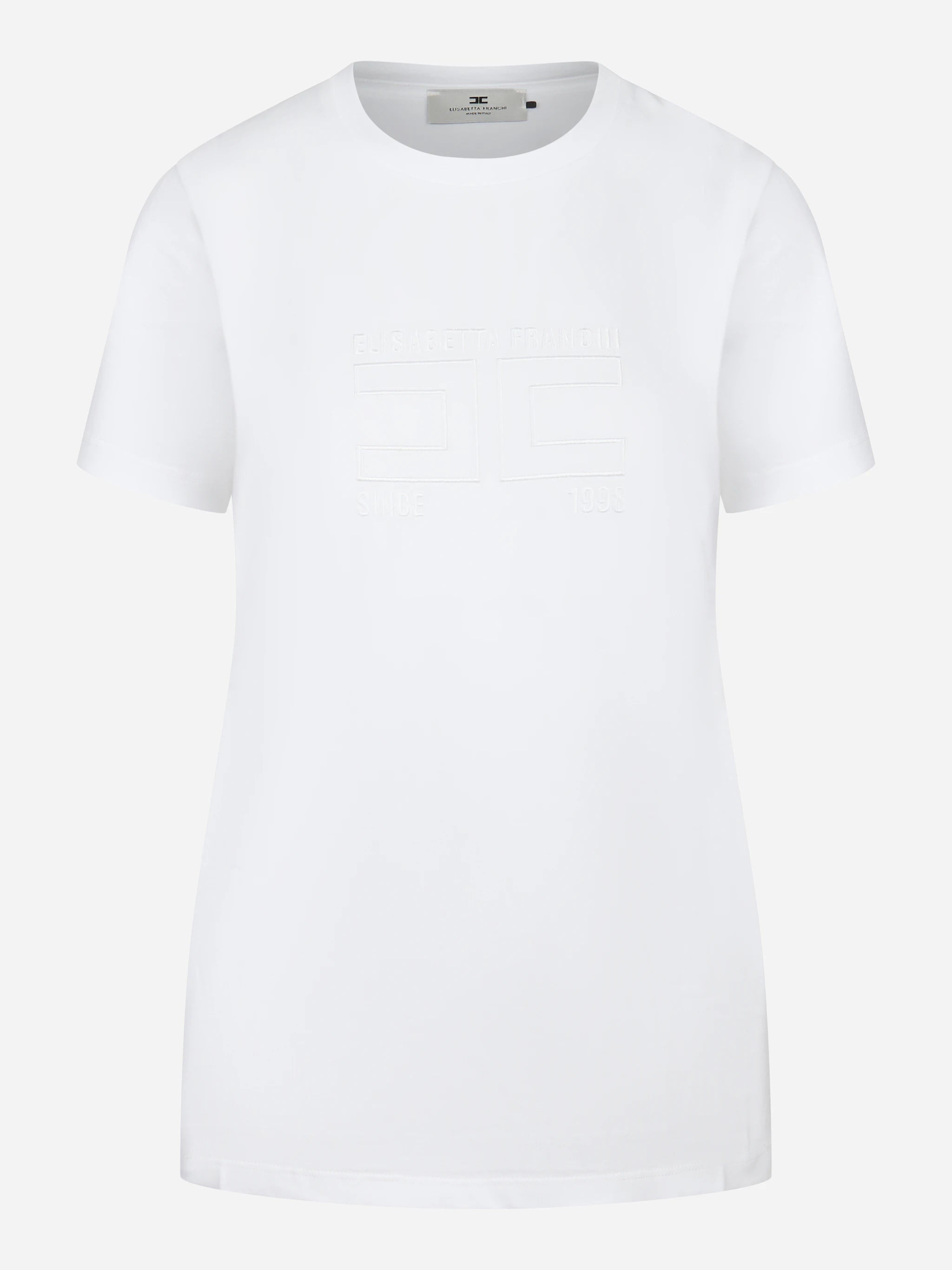 T-shirt in jersey con logo ricamato bianca